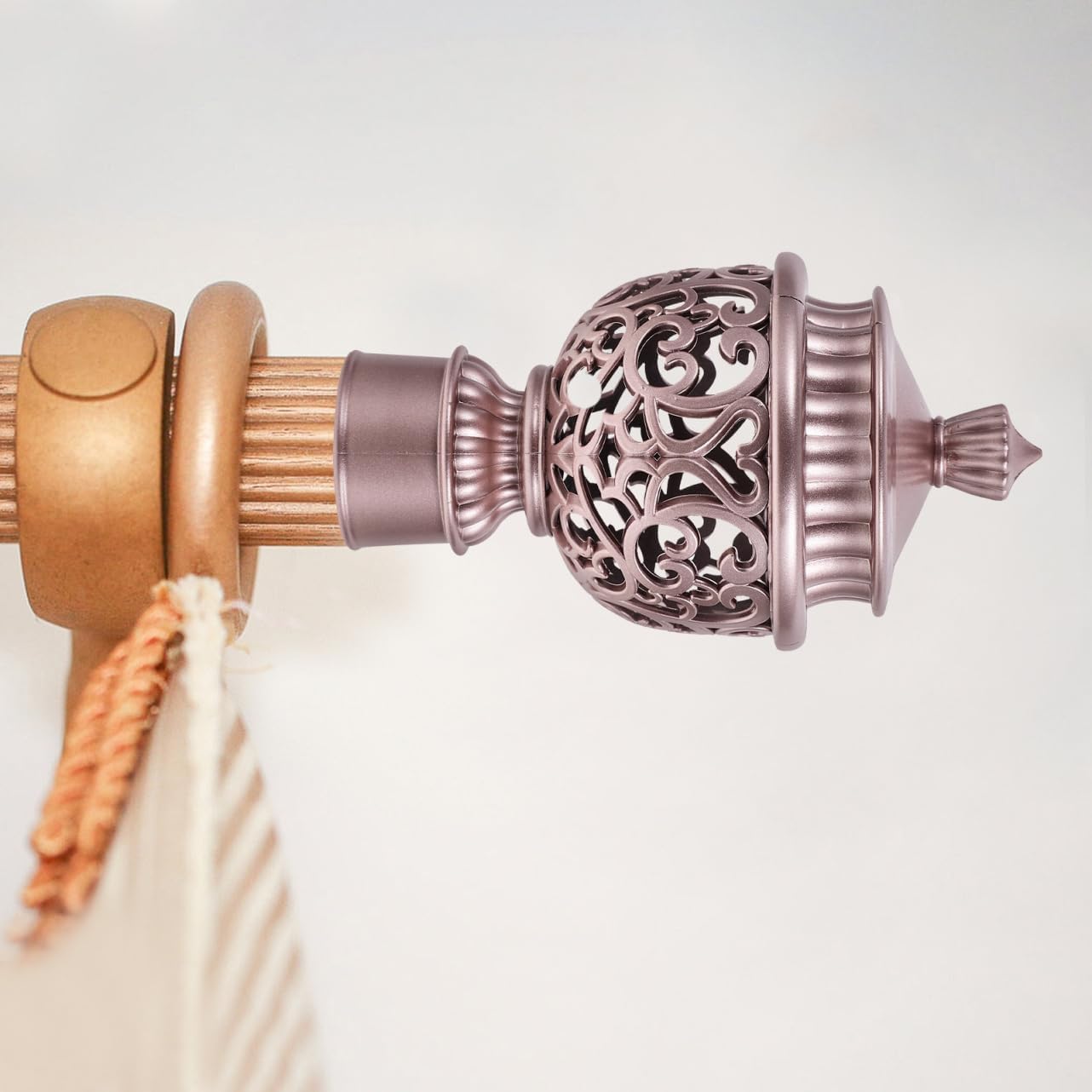 Curtain Rod Finials Hollow-Out Decorative Head Set of 4 Roman Curtain Rod Accessories for Window Treatment Hardware 4.52 X 2.51 X 2.51 in Home BST202