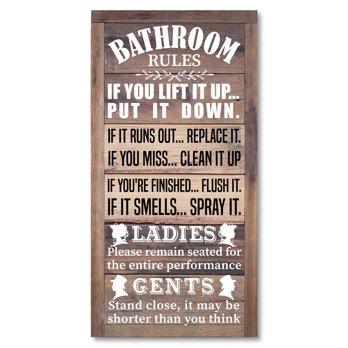 Rustic & Funny Bathroom Signs - Western & Farmhouse Bathroom Rules Wall Decor E1 BST202