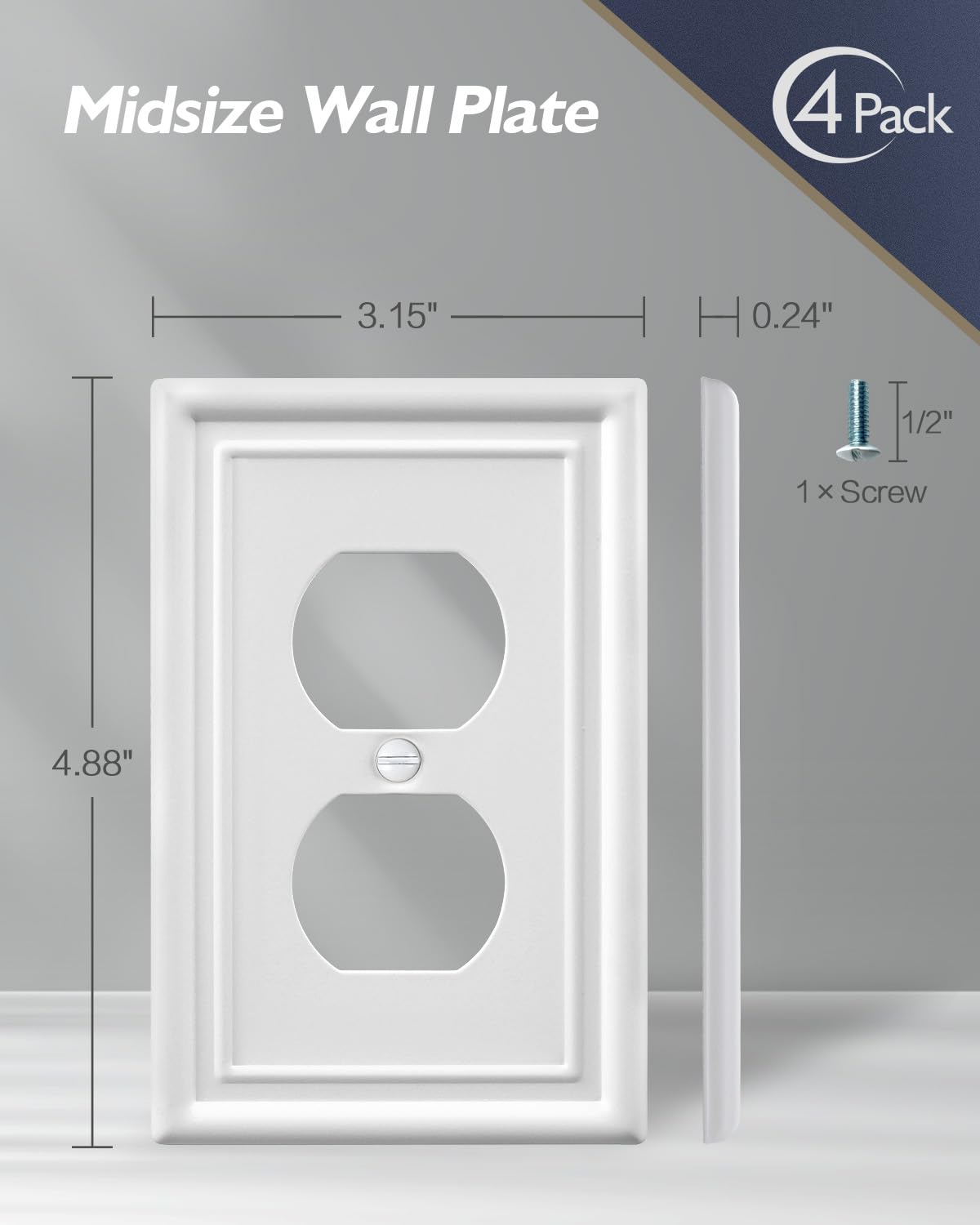 Decorative Metal Wall Plates, Switch Plates Outlet Covers (Off White/1 Decorator 4 Pack) WN420