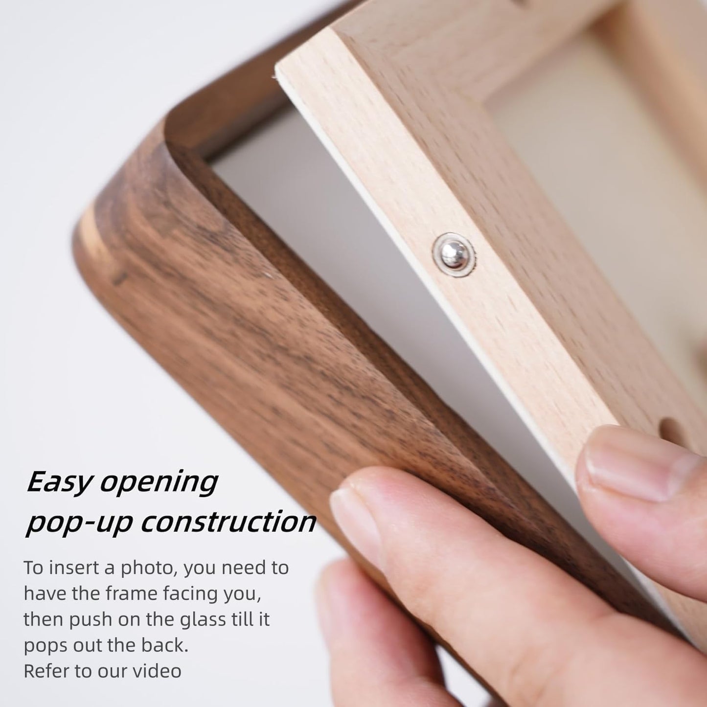 6x6 Solid Teak Wood Picture Frame Matted to 4x4 | Shatterproof Plexiglass, Mortise-Tenon Build, Horizontal & Vertical Tabletop Wall Mounting Square Display Frame BST220