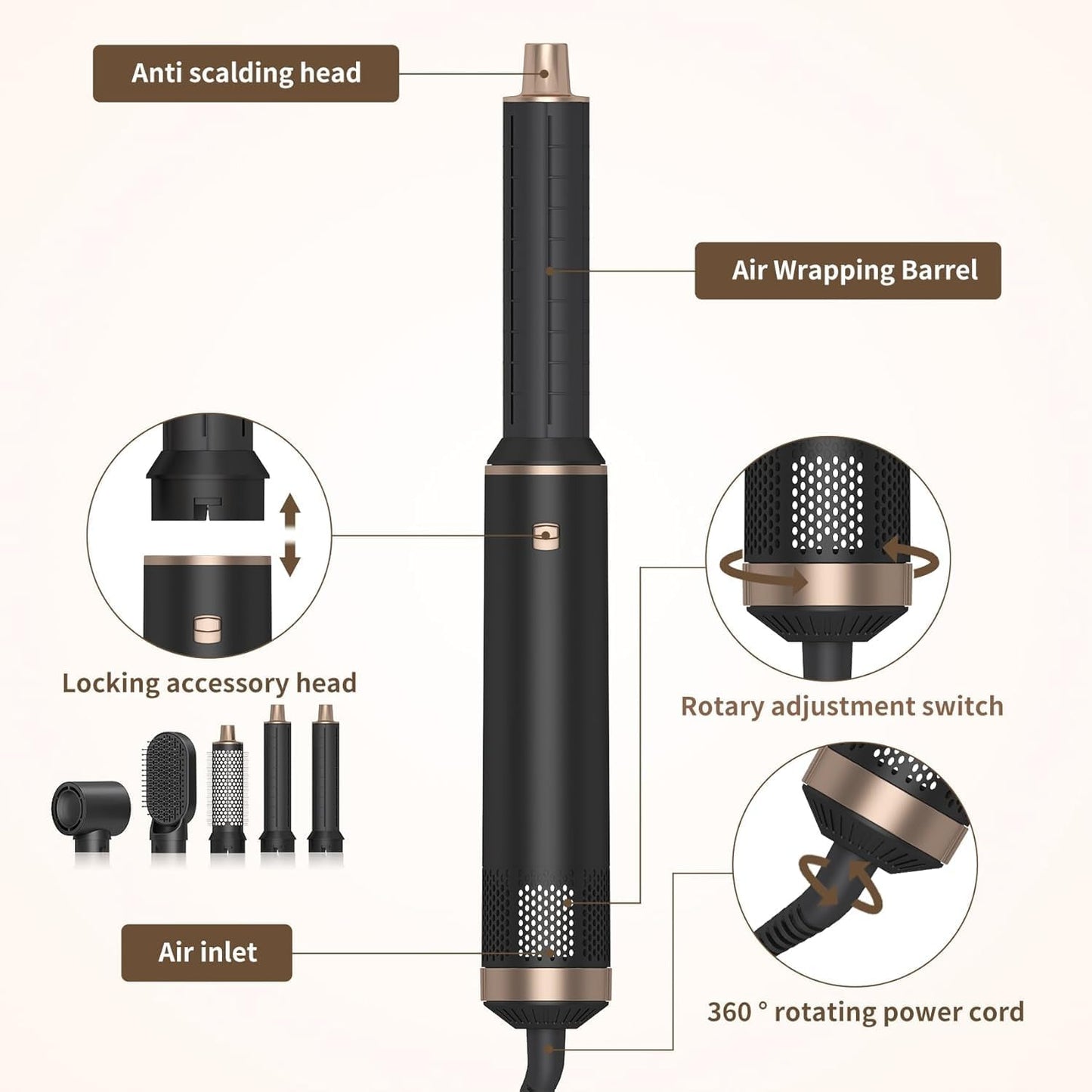 5 in 1 Styling Comb, Multifunctional styling hot air comb 88