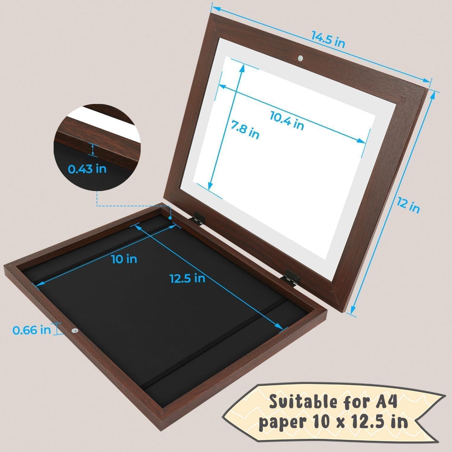 Golden State Art, 8.5x11 Kids Art Frames, Front-Opening Picture Frame Great for Kids Drawings, Artworks, Children Art Projects, Schoolwork, Home or Office (Walnut, Set of 2) BST220