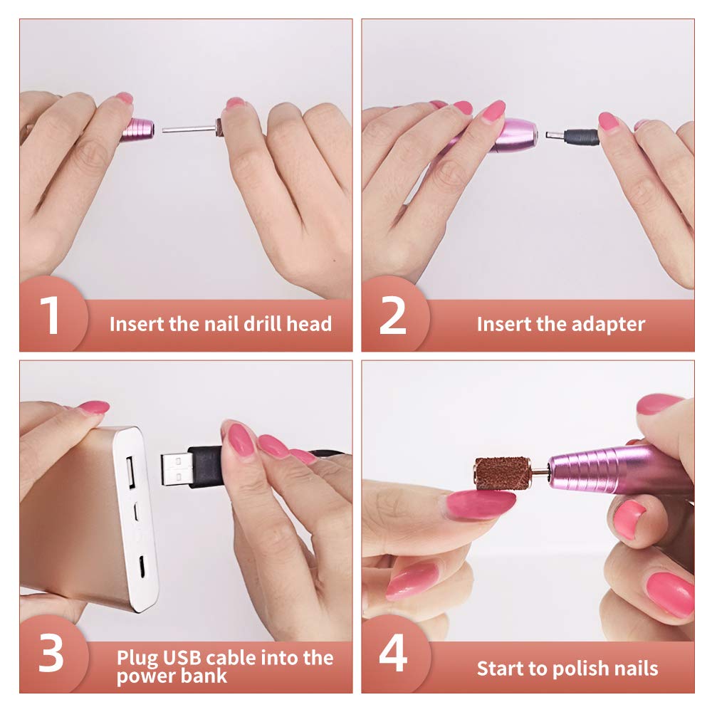 RedFlow Electric Nail Drill, Acrylic Nail Drill Kit, for Nail File Exfoliating Abrasive Nail Drill Machine, with 11 Pcs Nail Drill Bits, Brush,Nail Cutter and 50 Sanding Bands Nail Drill Set (Gold)