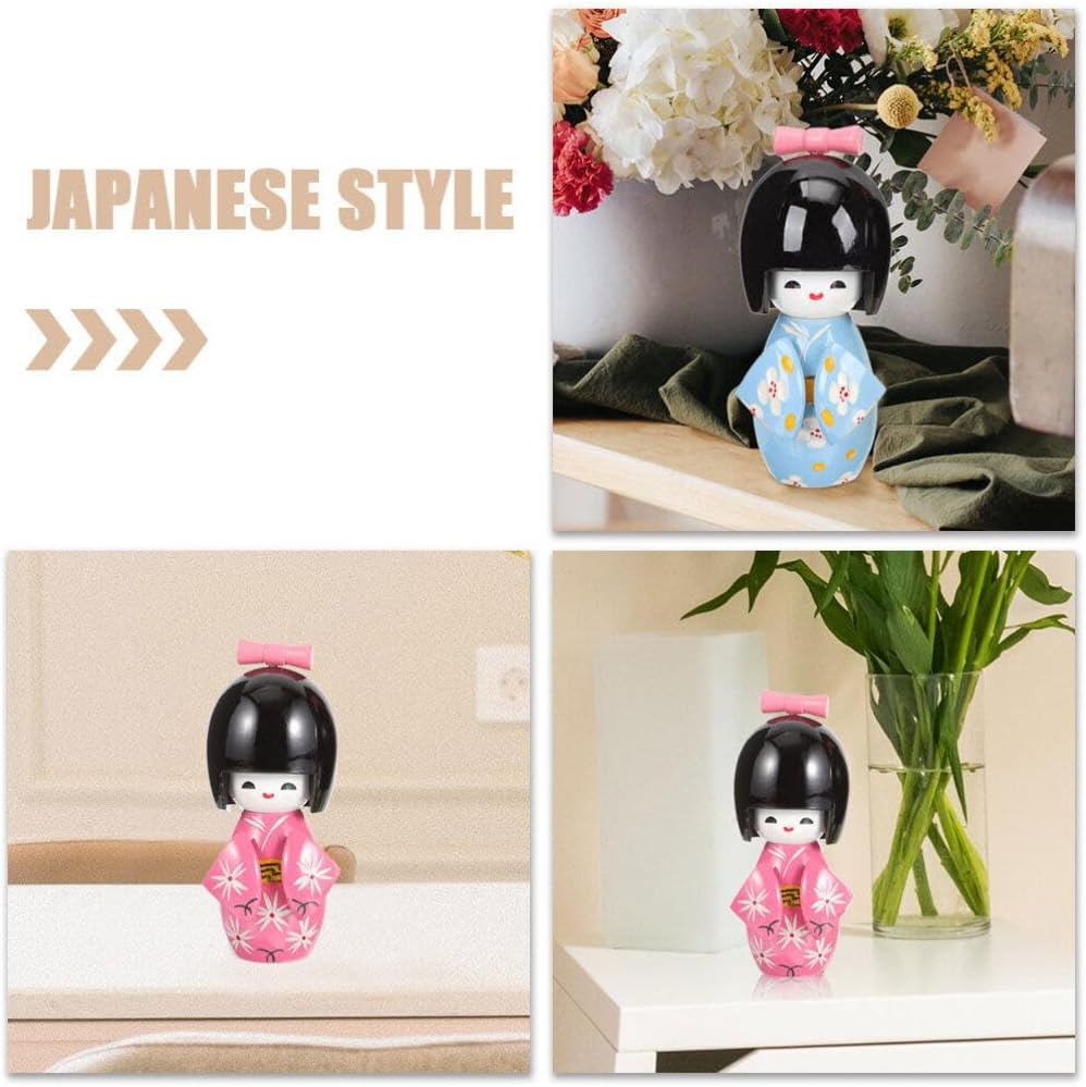 STOBAZA Japanese Kimono Doll Ornament 4.40In Collectible Figurine for Home Decor Tabletop Asian Style Decoration BST202