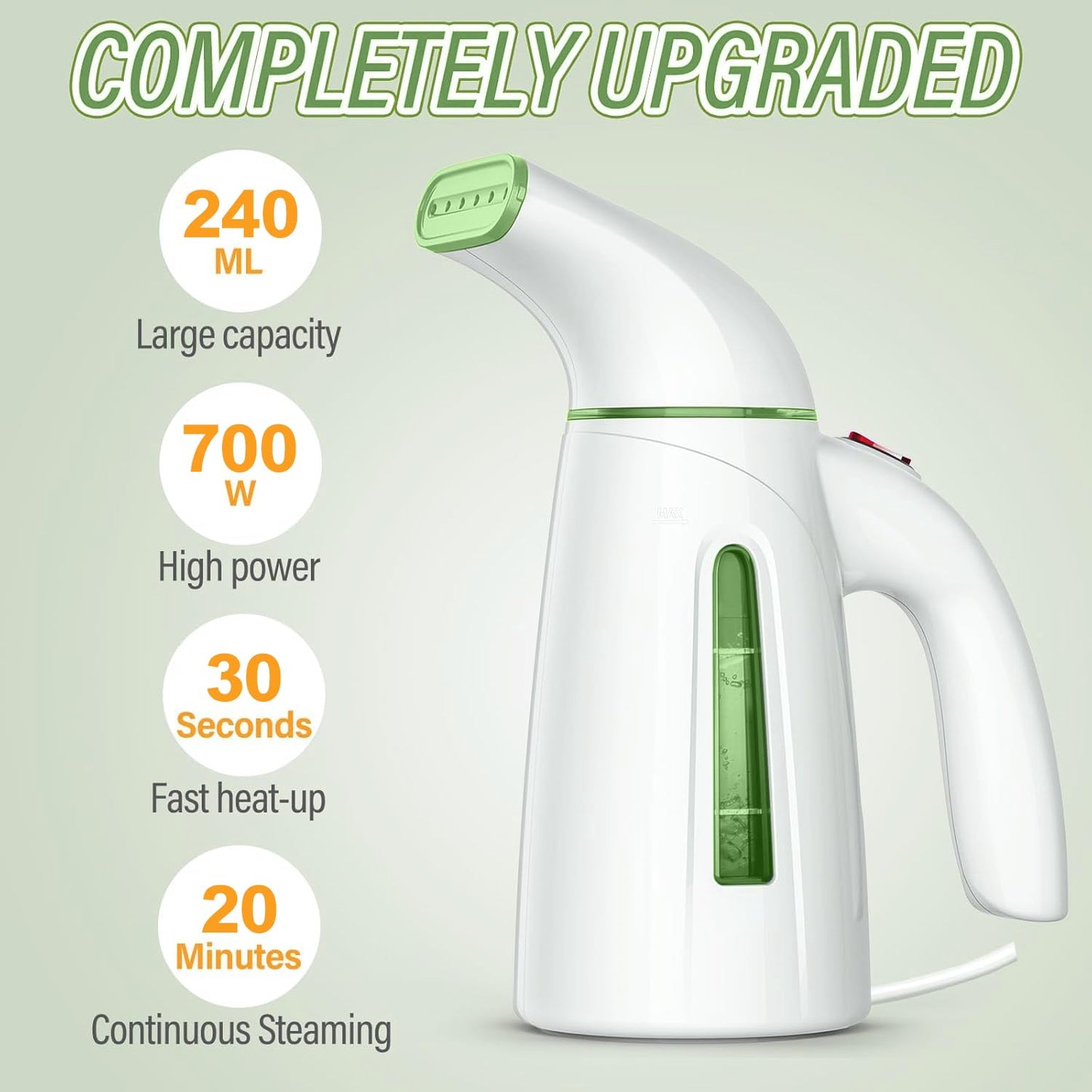 OGHom Steamer for Clothes, Handheld Clothing Steamer for Garment, 240ml Big Capacity 700W Portable Travel Steam Iron (Blue)
