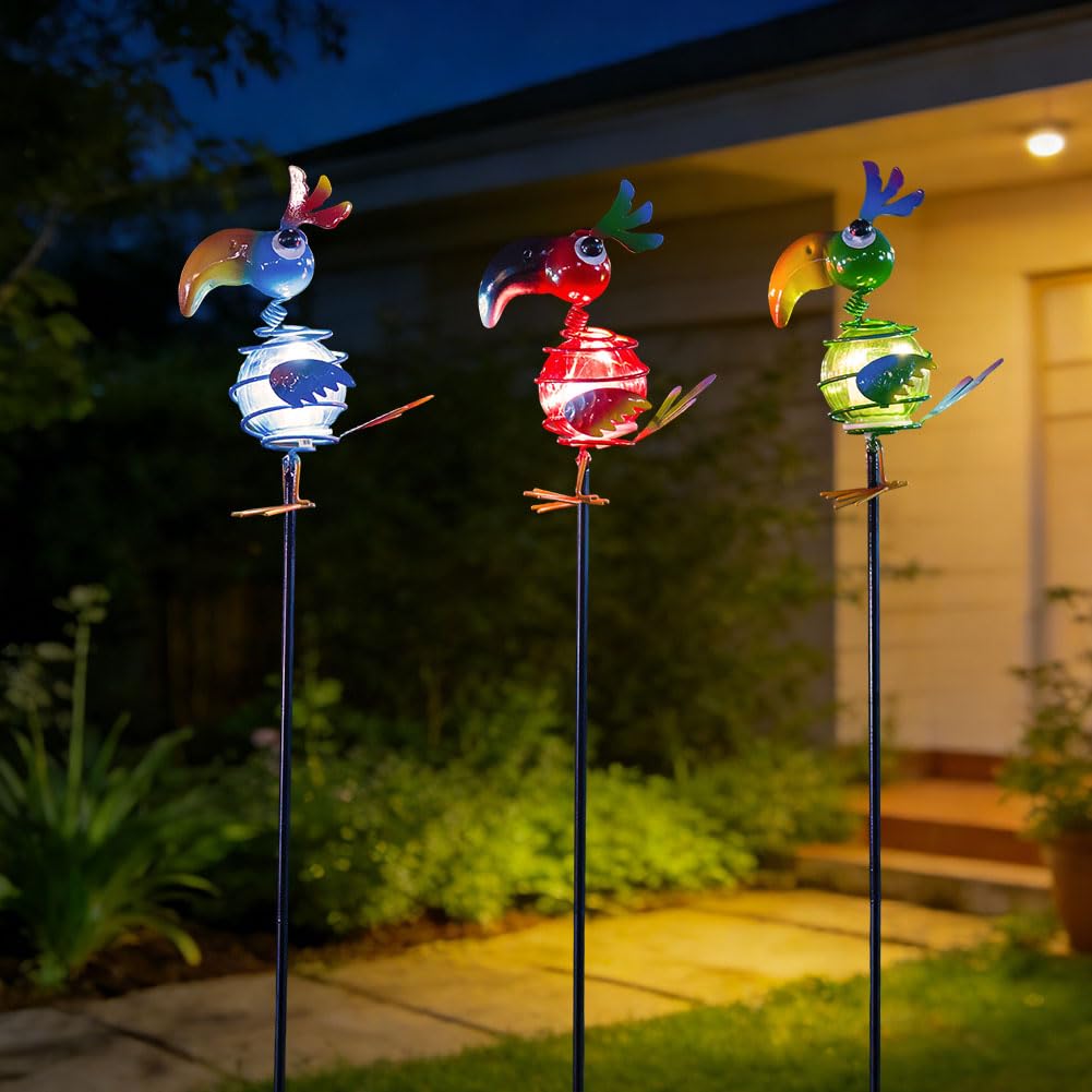 Viveta Garden Solar Lights Decorative, 2 Pack Metal Peacock Solar Lights Stake for Outdoor Garden Patio Yard Lawn Decorations
