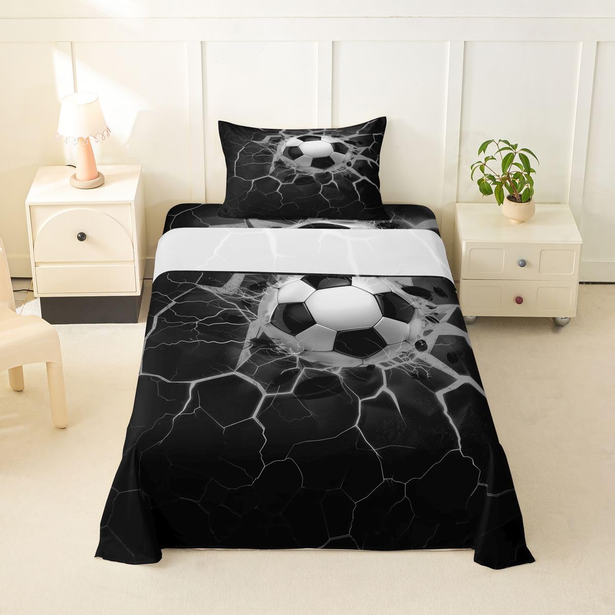 Erosebridal Gridiron Sheet Set Sports Ball Game Sheets Twin for Boys Girls Rugby Competition Game Bed Sheets Set, Football Themed Bedding Set with 1 Pillowcase BST326H