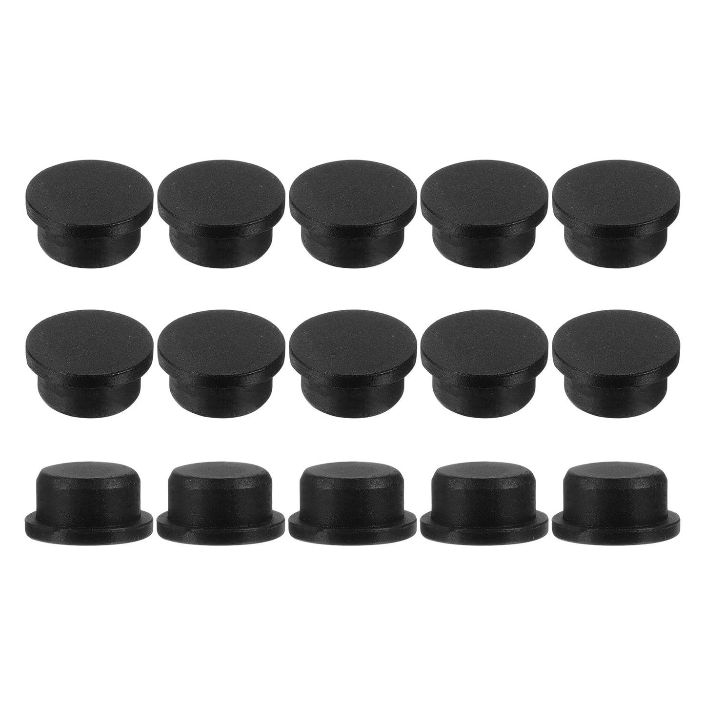 uxcell 15Pcs Silicone Hole Plug, Waterproof Solid T-Shaped Rubber Stoppers Bottle Seal Tube Pipe Plugs End Cap for 5.8mm/0.23" Hole for Bathtub Bottle, 0.31" Plug Height, Black BST326L