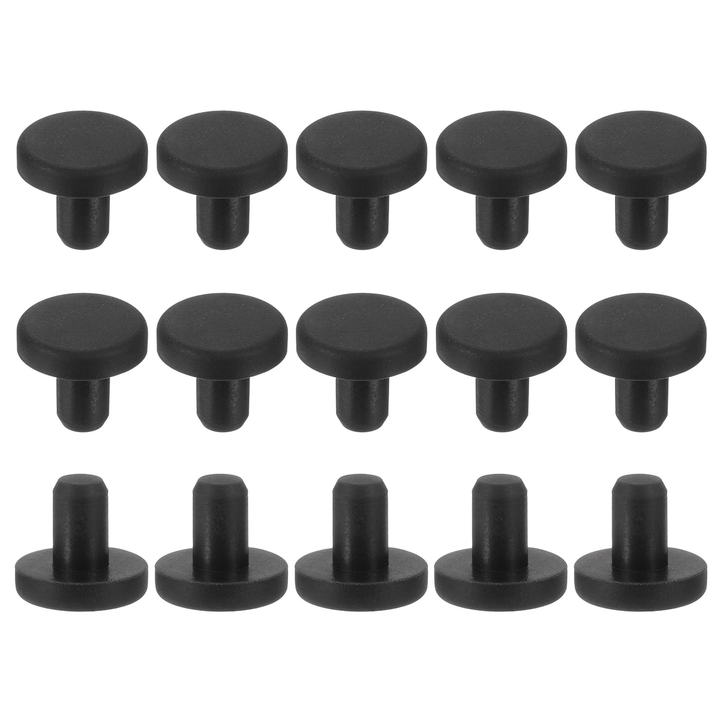 uxcell 15Pcs Silicone Hole Plug, Waterproof Solid T-Shaped Rubber Stoppers Bottle Seal Tube Pipe Plugs End Cap for 5.8mm/0.23" Hole for Bathtub Bottle, 0.31" Plug Height, Black BST326L
