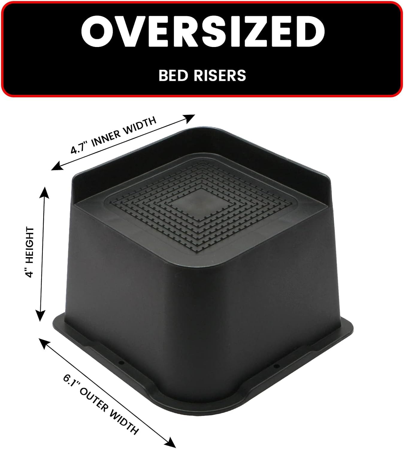 MYMULIKE Bed Risers Heavy Duty, Oversized Furniture Risers, Support Up to 6000 Lbs, Lift 3 inch for Couch, Sofa, Table,Chair (Black 6 Pack, 4 inch) BST202