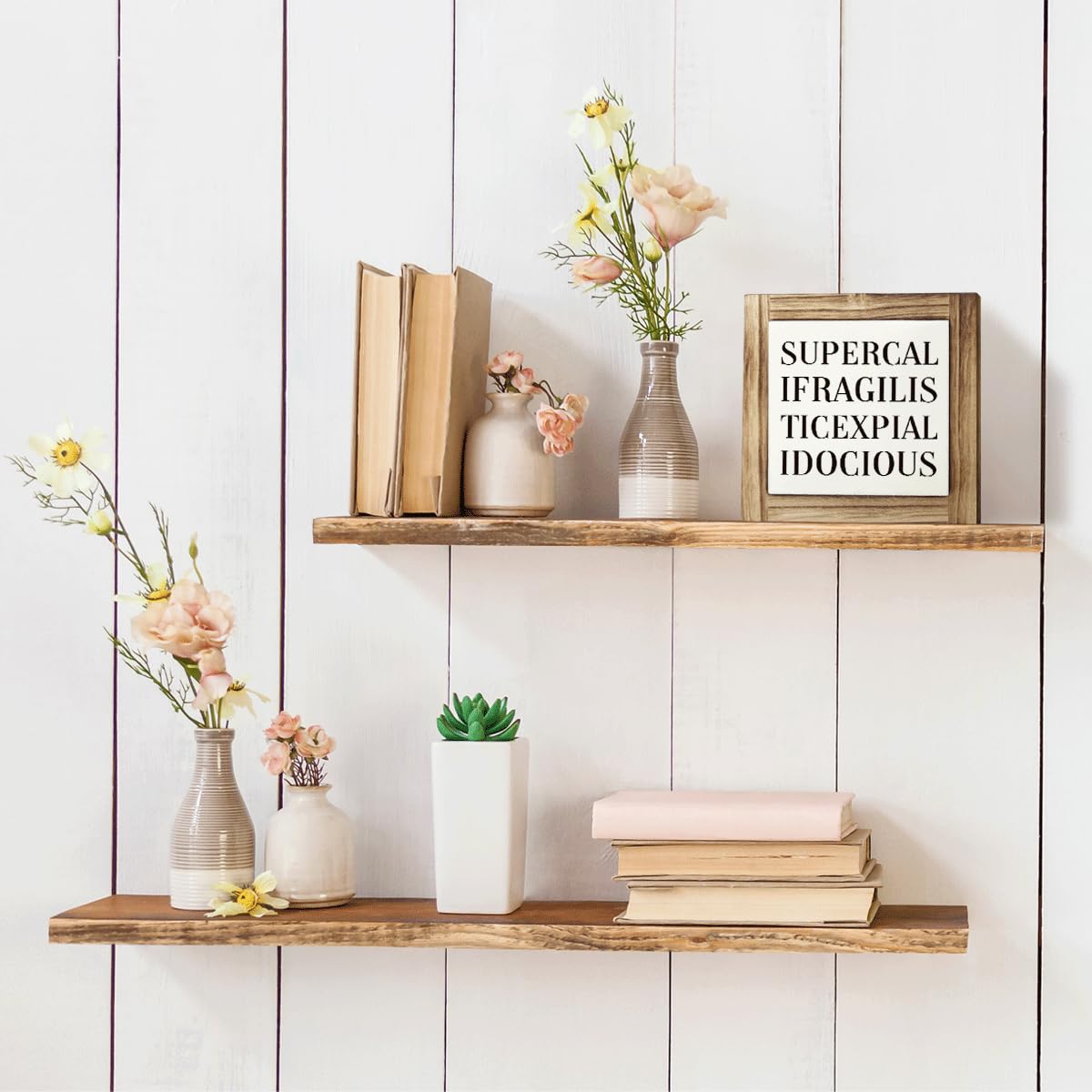 Homes Decor Signs, Decorative Wooden Box Sign, Farmhouse Decors for Living Room, Bedroom, Kitchen, New Home Decor, Shelf Counter Decoration, Home Sweet Home Sign, 5.9×5.9 inches BST220