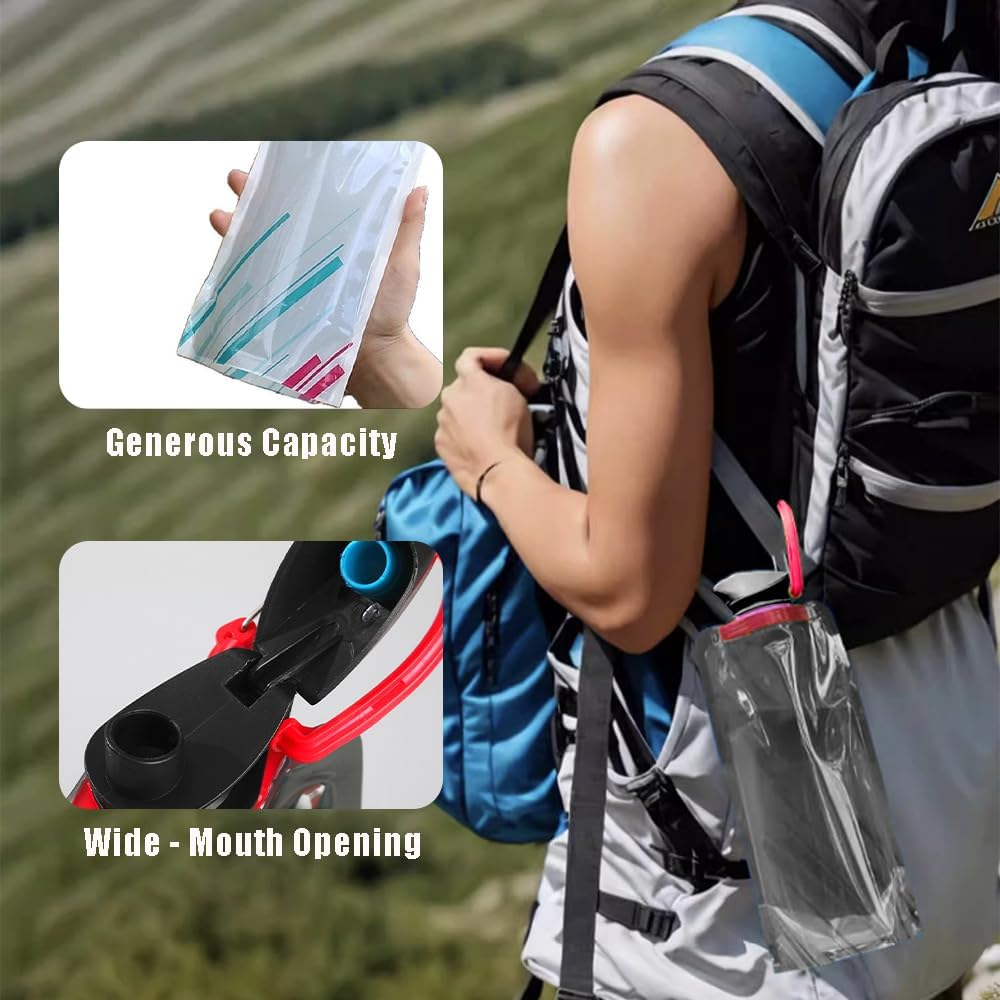 OULIGET Collapsible Water Bottles,Compact Bottle Folds Flat with Carabiner | Flat Water Bottles for Outdoor Sports Camping Traveling Biking,2 Pieces BST326L