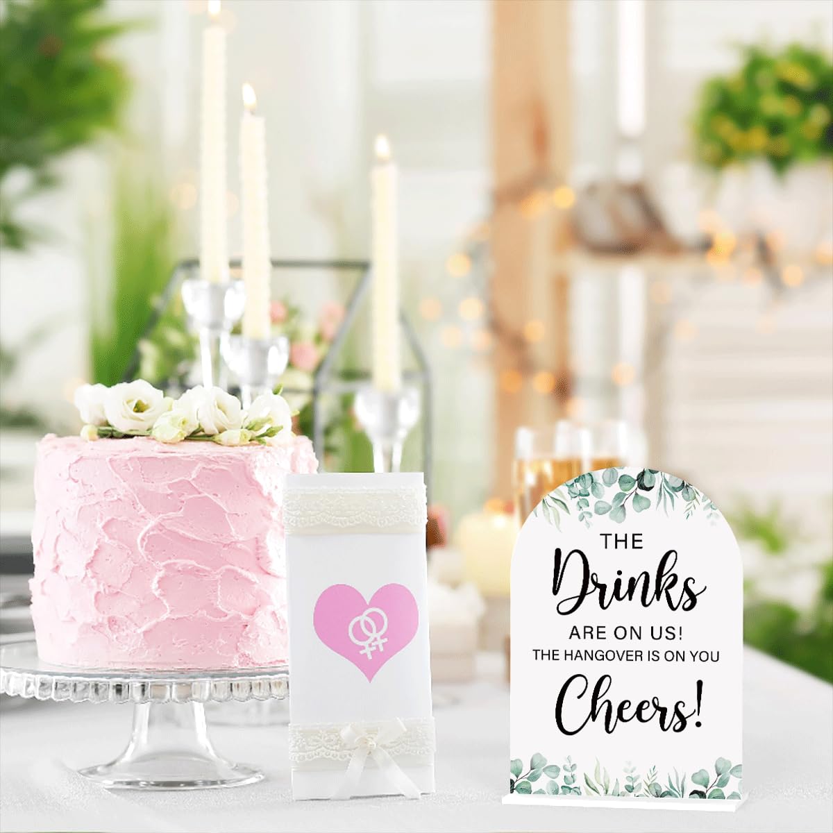 Acrylic Wedding Sign Bubble Send Off Signs for Ceremony Modern Calligraphy Arch Acrylic Table Top Signs for Wedding Reception and Event Party Table Decor (White Eucalyptus Leaves) BST326L