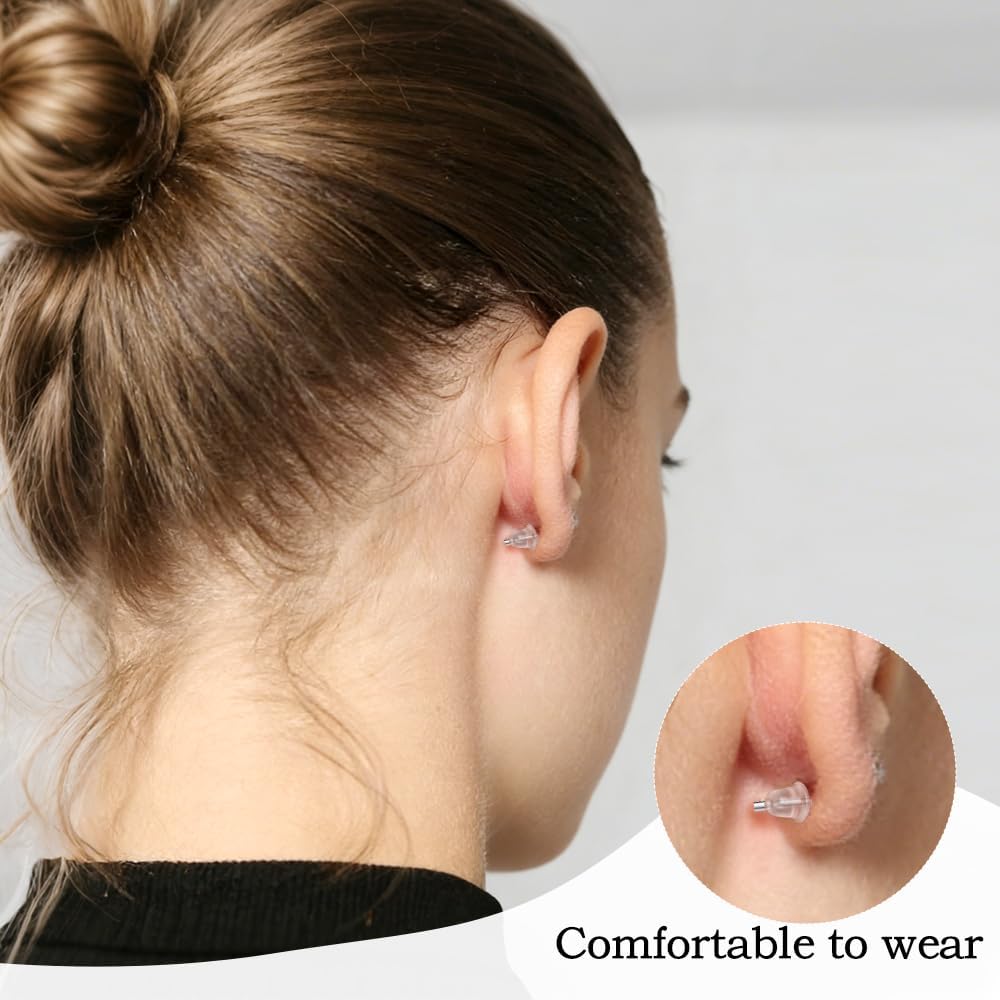 Silicone Earring Backs 1000 Pcs Small Earring Backings Soft Clear Earrings Stoppers Replacements Rubber Earring Back with Storage Box Hypoallergenic Earring Backs for Adults Women BST202