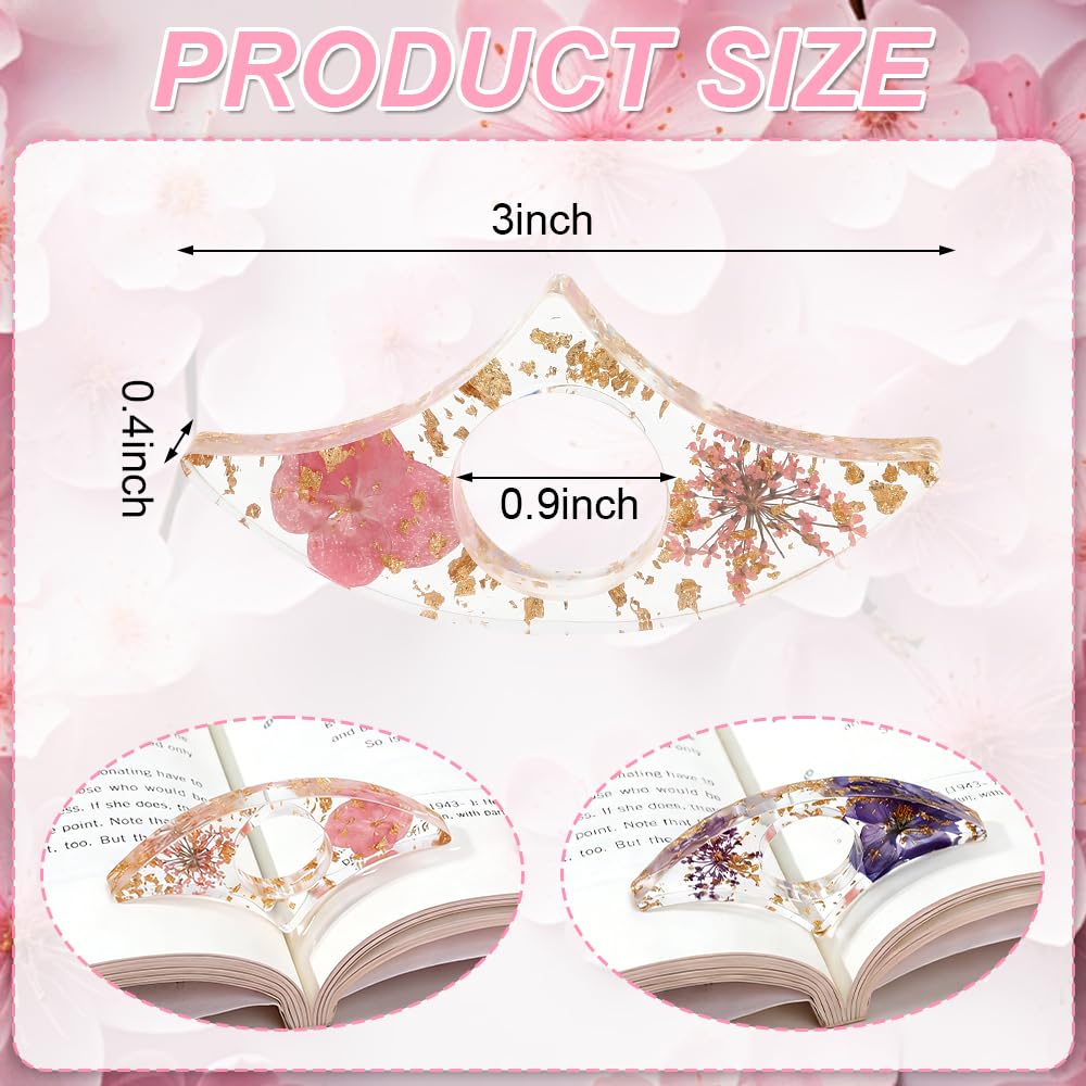 Book Page Holder, 2 Pieces Thumb Page Holder for Reading, Cute Handmade Resin Bookmark, Books Opener Holders Thumb Ring Pages Holders Reading Accessories for Teachers Readers Book Lovers Gifts BST326H