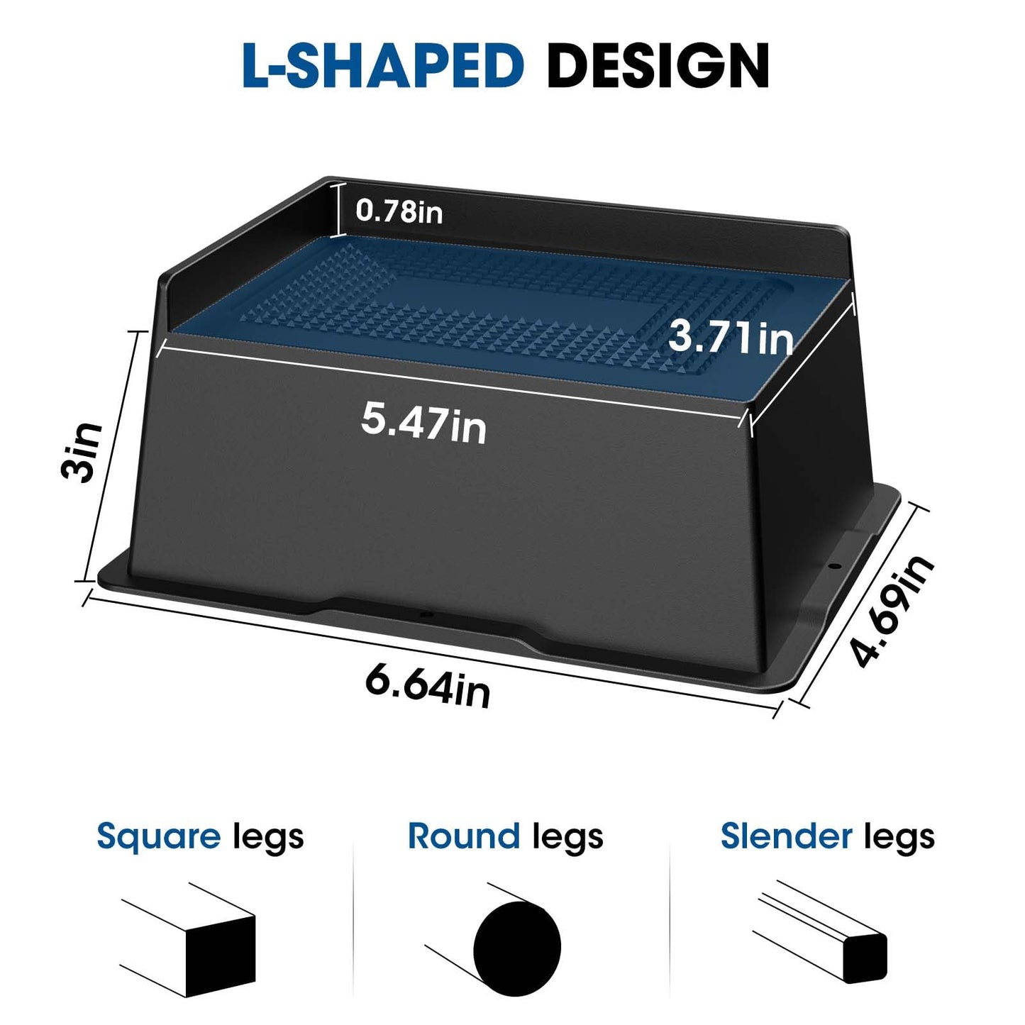 MYMULIKE Bed Risers 5 Inch Heavy Duty, Oversized Furnitures Risers 5 inch Support 6000 lbs, Bed Table Rising Blocks, Fits for Couch, Sofa, Chair, Furniture Lifts (Black 6 Pack) BST202