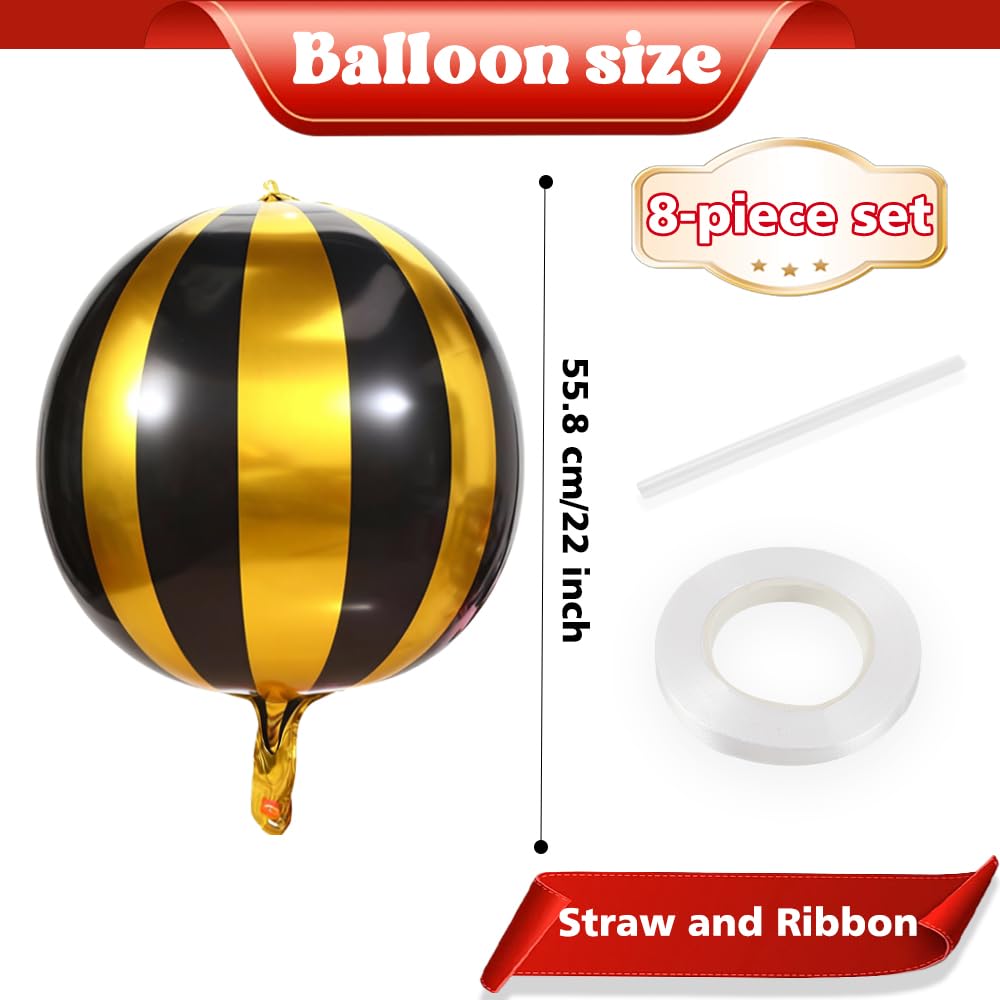 Carnival Theme Balloon 22inch Foil Red and White Balloons Circus Theme Party Decorations Carnival Candy Cane Balloons Striped Balloon Circus Decorations, 8pcs Decor for Birthday Party BST202