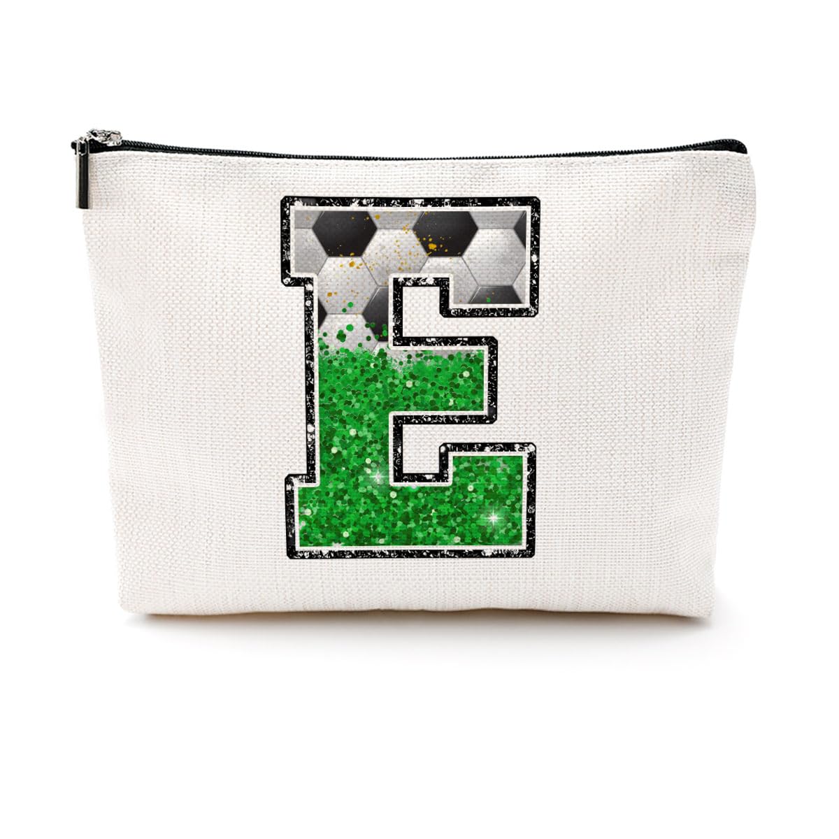 Soccer Gifts Initial Makeup Bag Soccer Girl Gifts Cosmetic Bag Letter D | Monogrammed Zipper Pouch Soccer Accessories for Girls Women Player Coaches Friend Graduation Birthday Gifts BST202