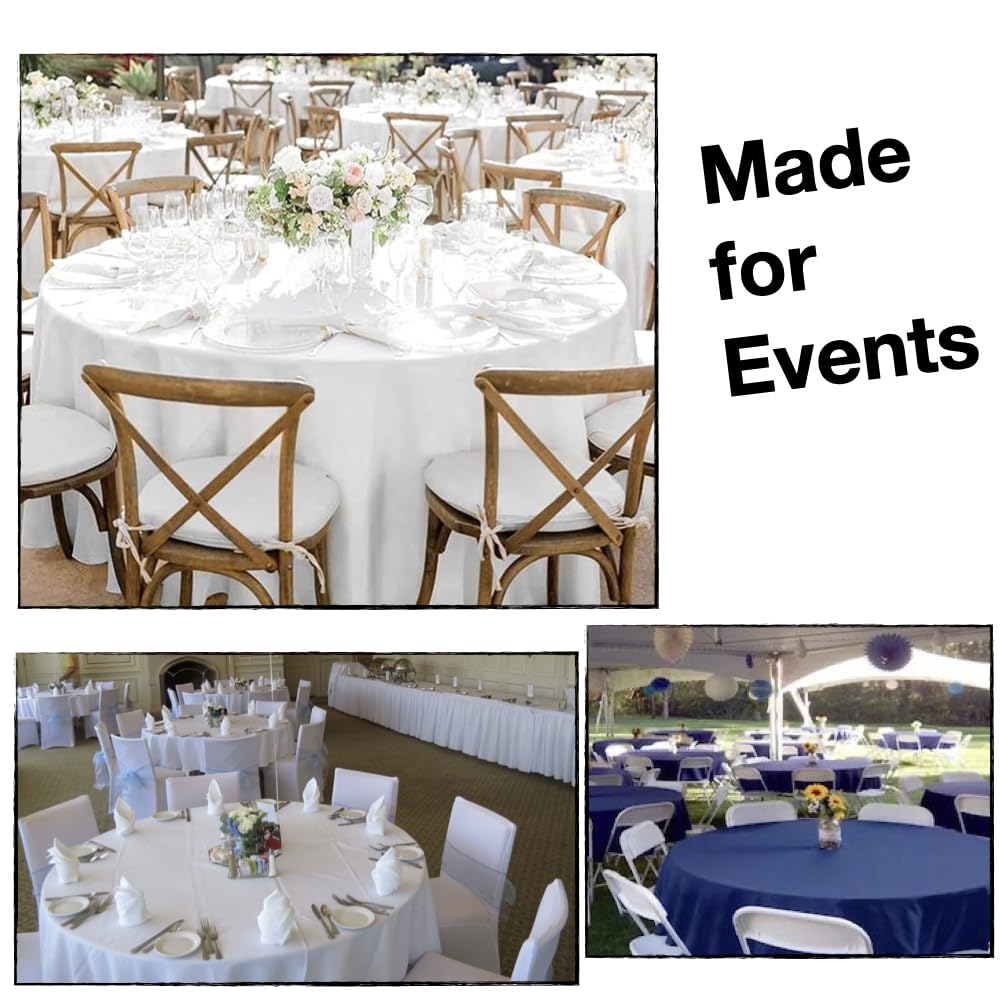 Urby 120 inches Large White Round Tablecloth for 5-6ft Round Folding Table That Seats 6-8 Guests, for Table with 6 Chairs. Ideal for Party, Wedding, Banquet and Events. BST220