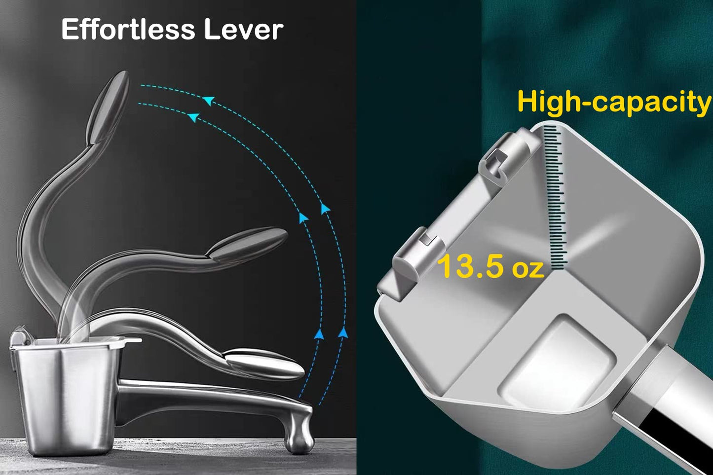 Real Stainless Steel Lemon Squeezer Citrus Juicer Hand Press Heavy Duty Manual Squeeze Juice Extractor Maker Orange Lime Grapefruit Presser - Bonus 50 Pcs Filter Bags