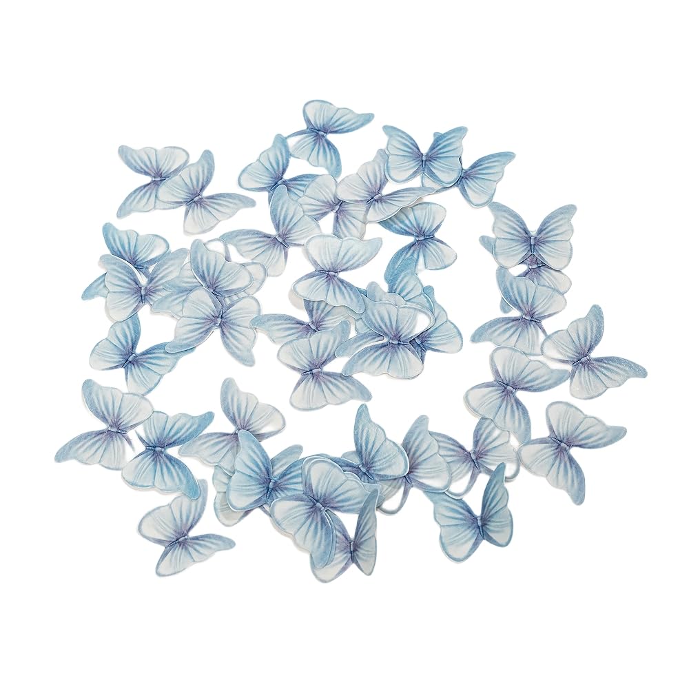 Edible Butterflies for Cake Decorating, Rainbow edible Butterfly Cake Toppers and Cupcake Toppers, Edible Wafer Paper Butterflies Set of 48 Rainbow Cake Food Decorations (5Colors-1) BST326L