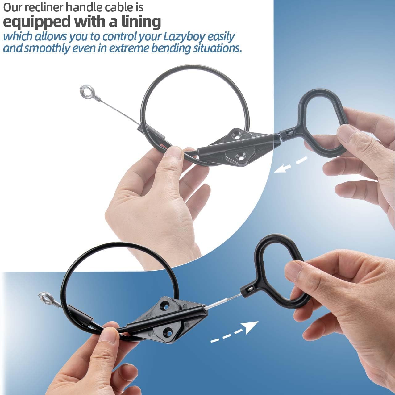 Recliner Pull Handle Replacement Compatible with Lazyboy | D Ring Parachute Style Recliner Release Cable Replacement for Lazy Boy Couch Sofa BST326H