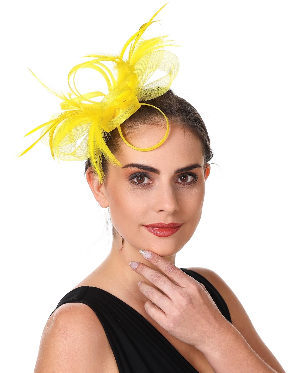 SAFERIN Fascinators Hat Flower Mesh Ribbons Feathers on a Headband and a Clip Tea Party Headwear for Girls and Women WN420