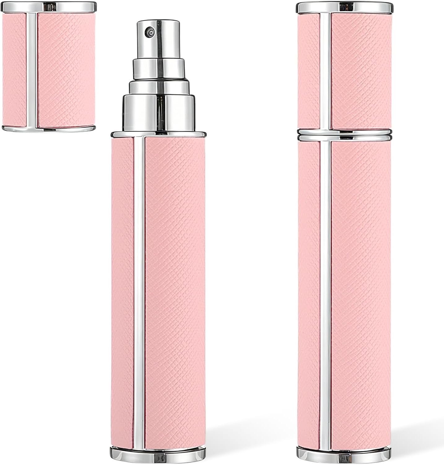 2PCS Travel Perfume Bottle 10ml Atomizer Perfume Spray Bottle Mini Portable Cologne Dispenser Leather Empty Fragrance Pump Dispenser for Many Scenes Gifts Small Pink Refill Sample BST202