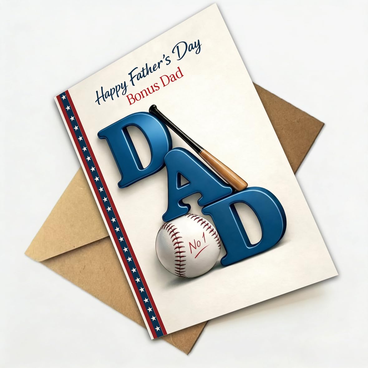 Funny Fathers Day Card for Dad, Fathers Day Gift from Daughter or Son, Blank Inside, with Kraft Envelope and Gold Seal Sticker BST220