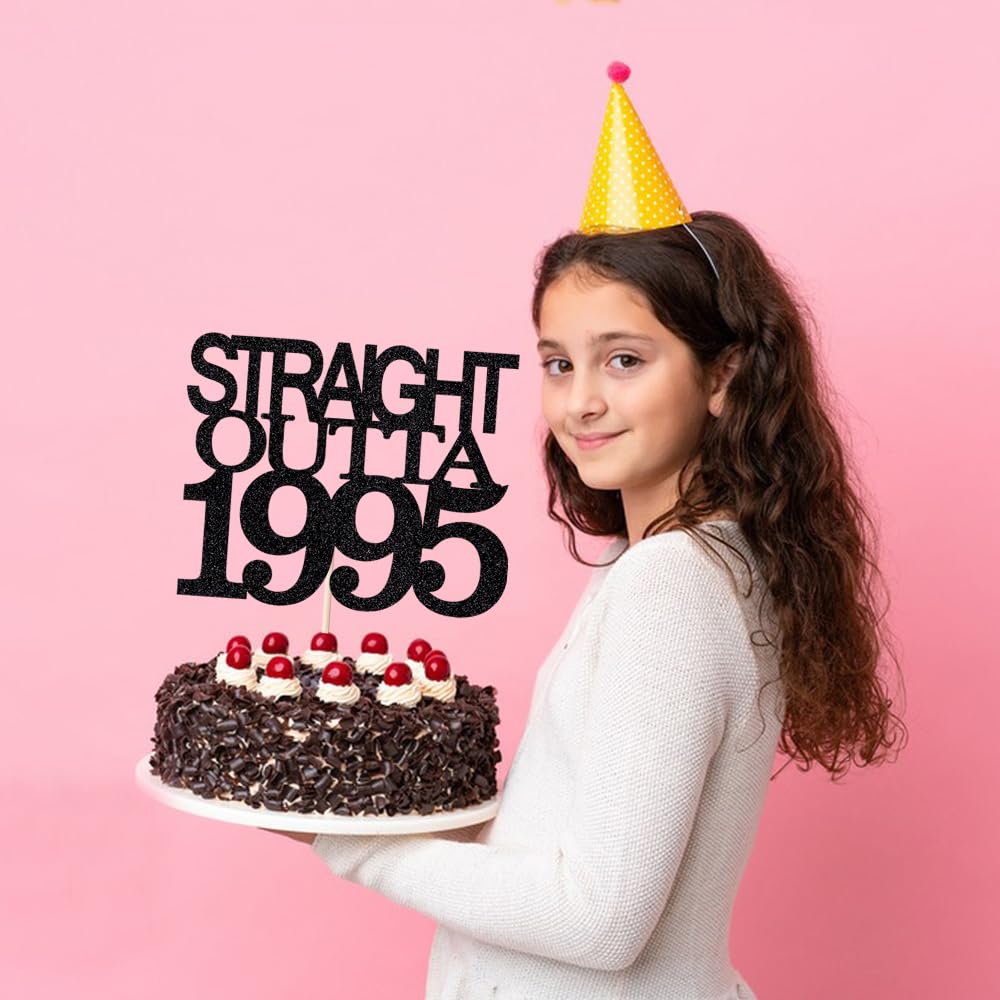 Black Glitter Straight Outta 1961 Cake Topper,Hello 65,Funny 65th | Birthday Cake Topper,65 Fabulous,Cheer to 65 Years,Men and Women 65th Birthday/Wedding/Anniversary Party Decorations BST202