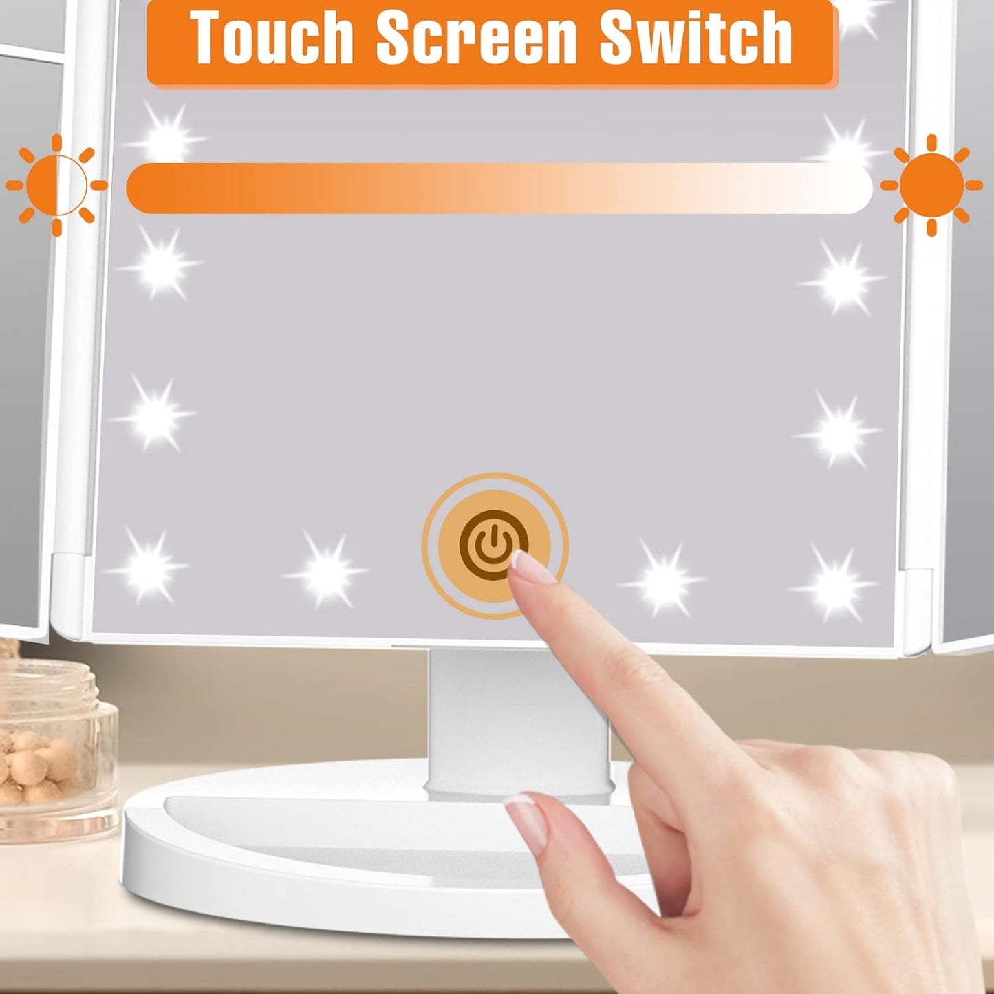 Tri-Fold LED Lighted Table Mirror - LED Lighted Makeup Mirror 74