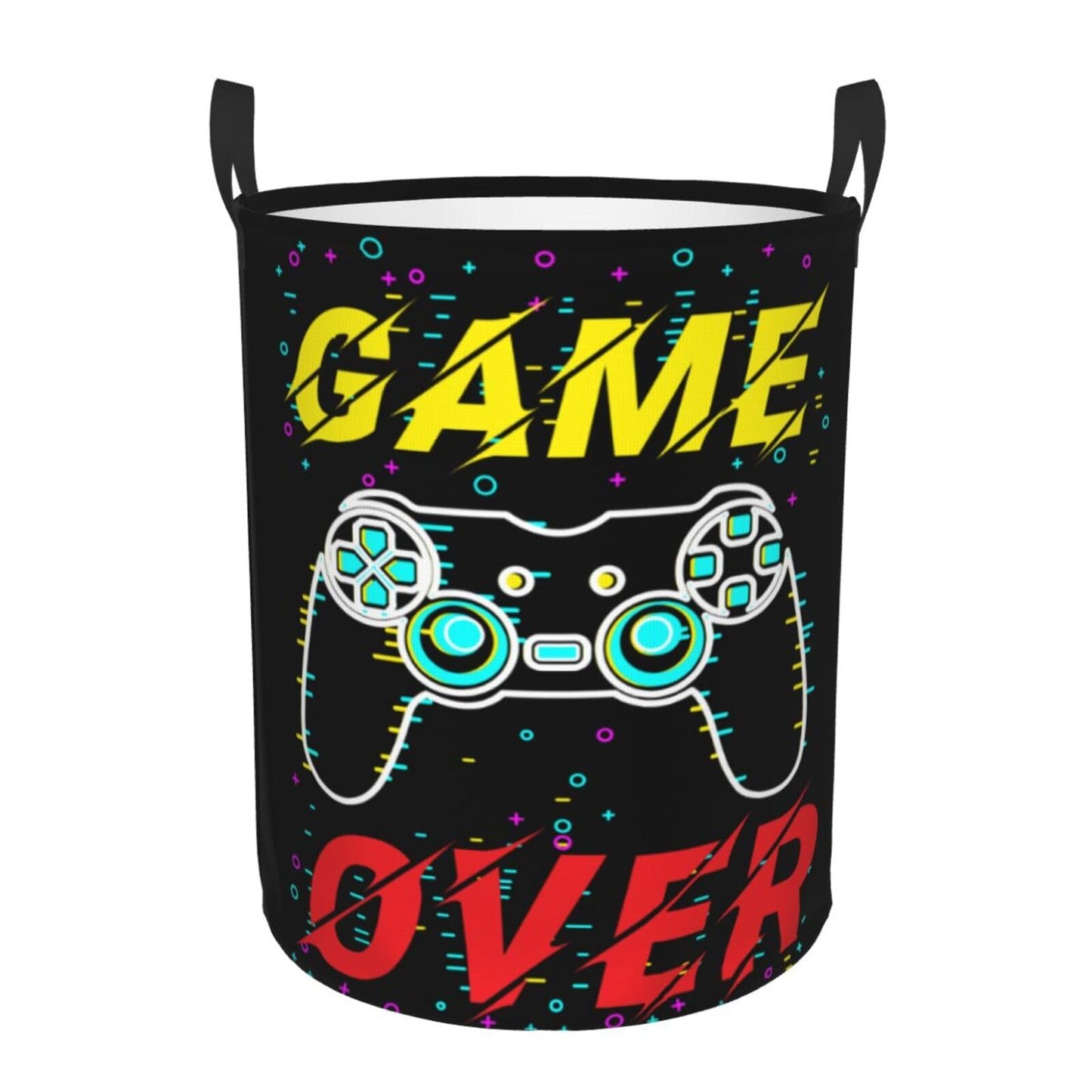 38L Round Laundry Hamper Video Game Controller Background Storage Basket Waterproof Coating Gaming Gadgets Organizer Bin For Nursery Clothes Toys BST202