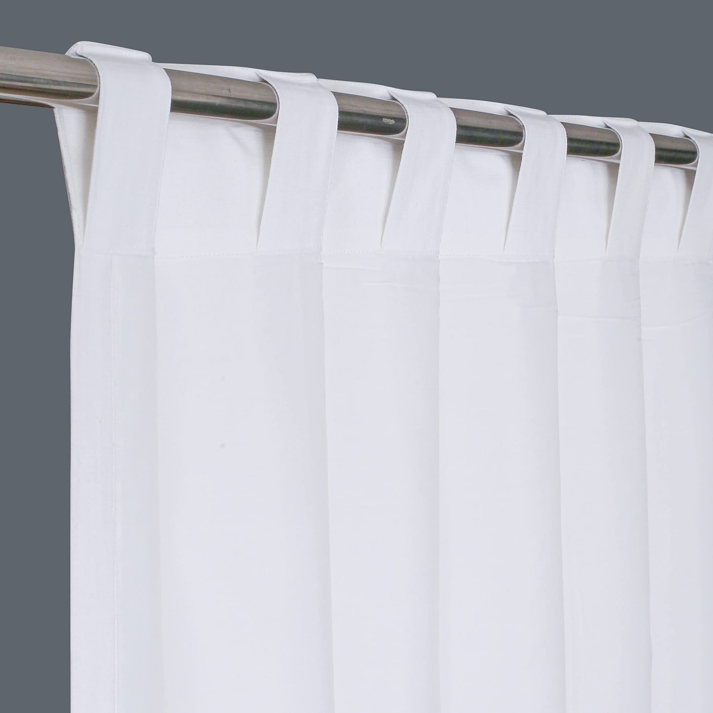 Bedding Craft Curtains 63 Inch Length - White Poly Cotton Slub Drapes with Tab Top, Set of 2, Ideal for Bedroom, Living Room, and Office_ 50x63 inch BST220