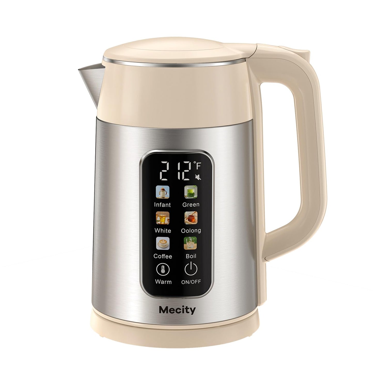 Mecity Electric Kettle 1.7L Touch Screen Temperature Control Water Boiler, No Plastic Contact with Water. 6 Preset Temperature Programs, 2 Hours Keep Warm, Auto Shut Off, Dark Grey DD1210