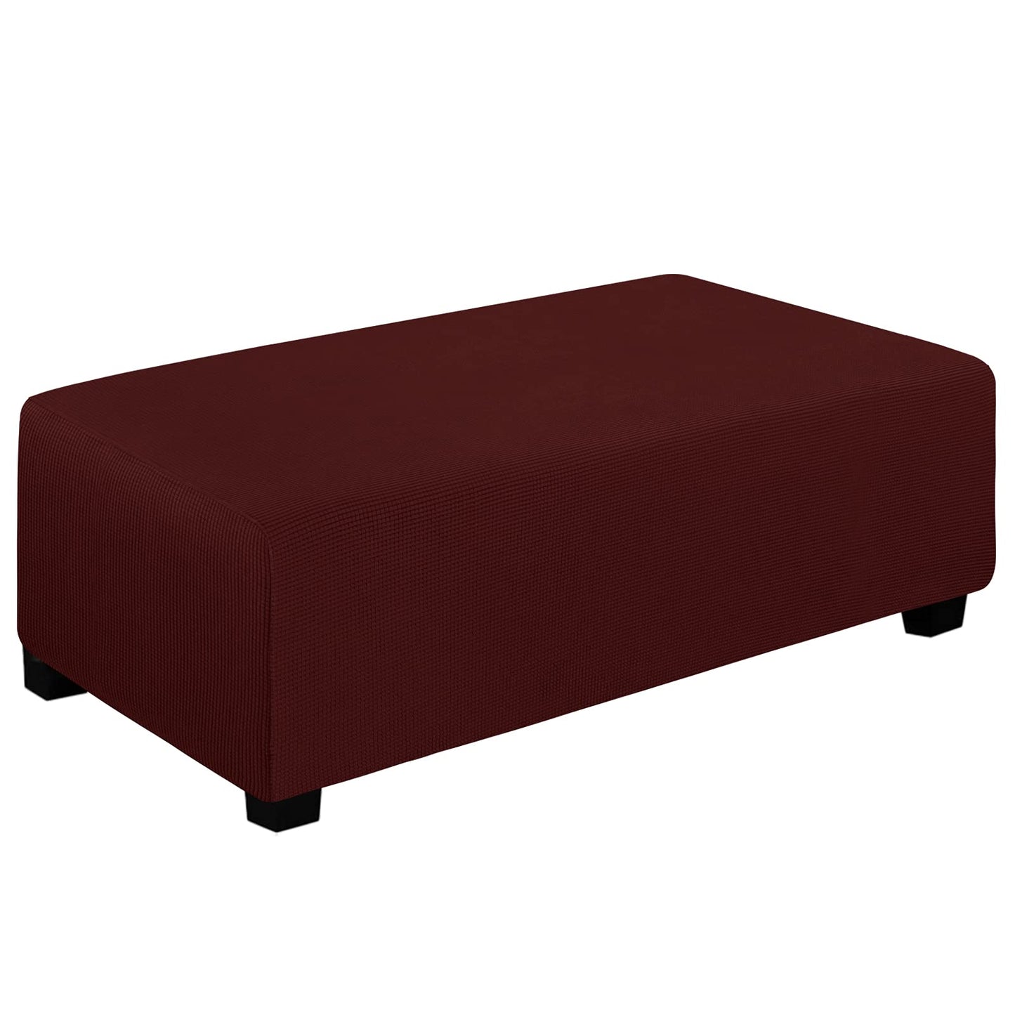 Easy-Going Stretch Square Ottoman Cover 15x15x15inch Dark Blue | Folding Storage Footstool cover Furniture Protector Soft Rectangle slipcover with Elastic Bottom BST202