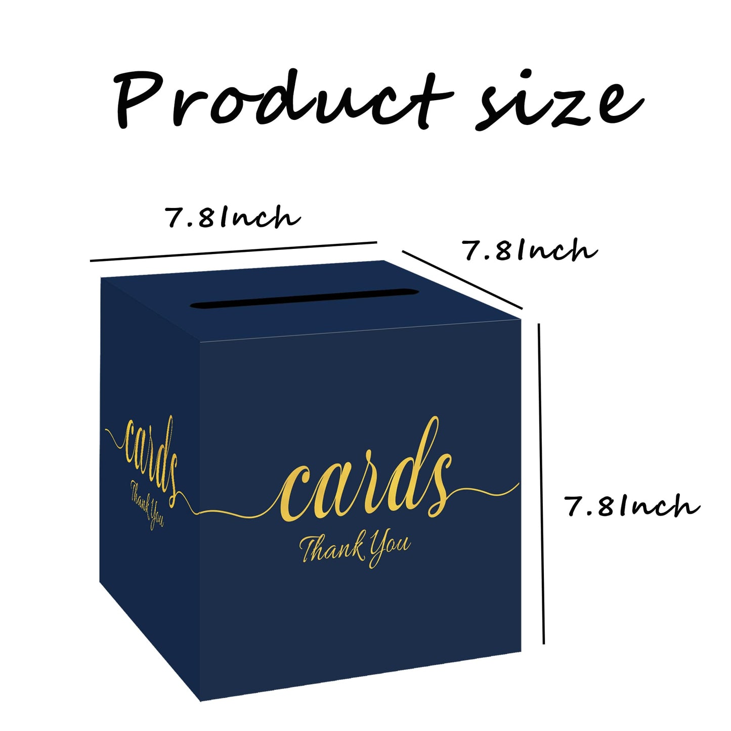 1 Pack White and Gold Wedding Card Box for Party Graduation Bridal Baby Shower Retirement Decorations Cardboard Birthday Card Holder Raffle Ballot Voting Box with Slot 7.8 x 7.8 x 7.8 In BST220