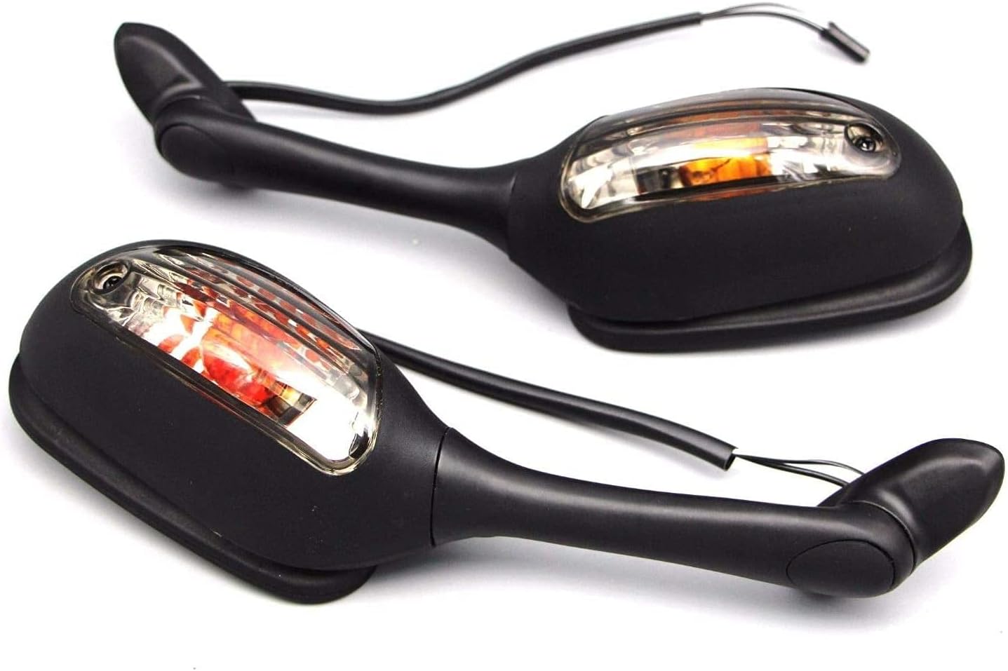 MZS Motorcycle Turn Signal Mirrors Rear View Side Integrated Light Black Compatible with GSXR600 GSXR750 GSXR 600 750 06-18 / GSXR1000 GSXR 1000 02-17 / SV650 SV650S 03-08 / SV1000 SV1000S 03-07