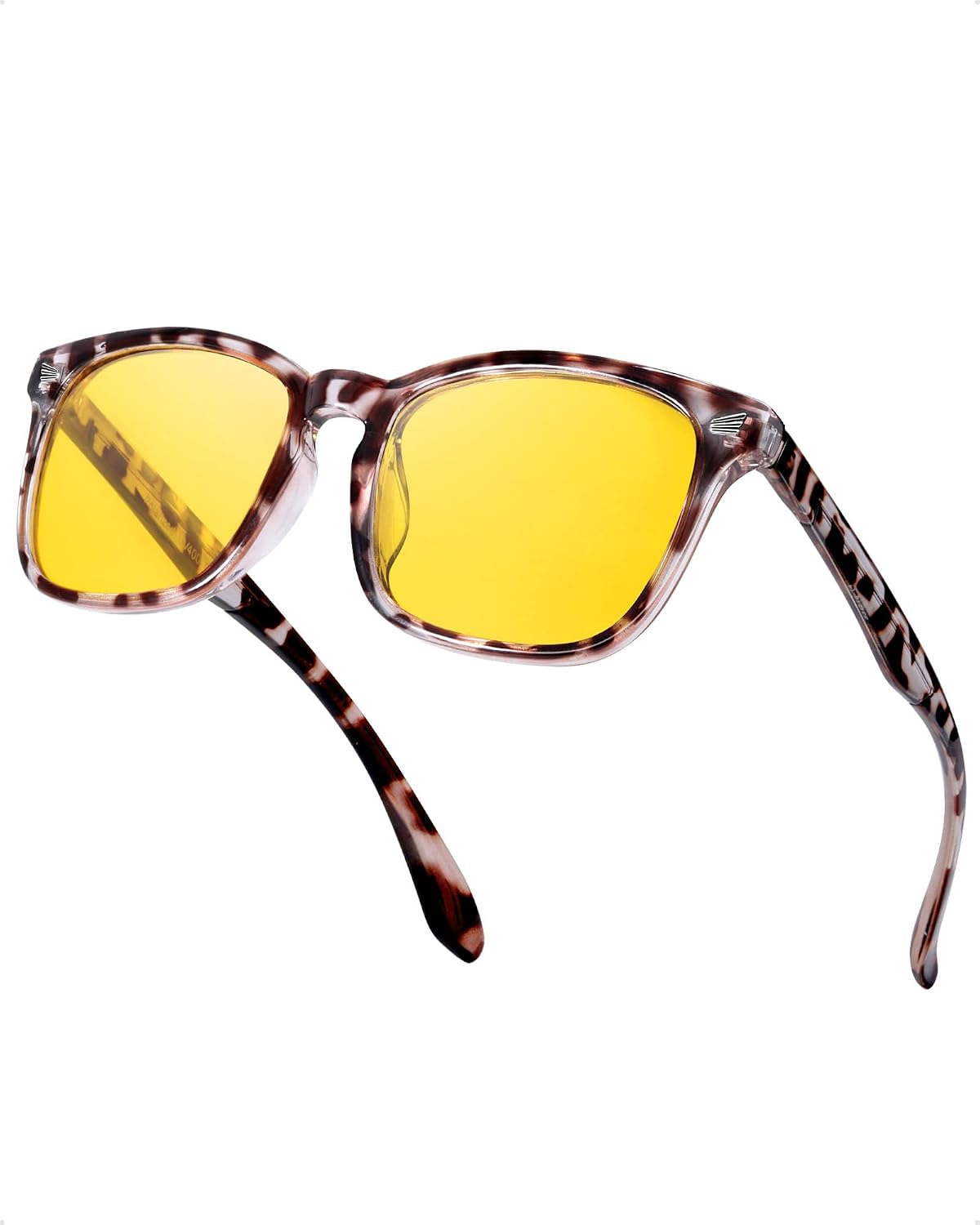 TJUTR Night Vision Driving Glasses for Men Women, Polarized Anti Glare Yellow Lens Glasses for Driving at Night Time TN2482 WN420