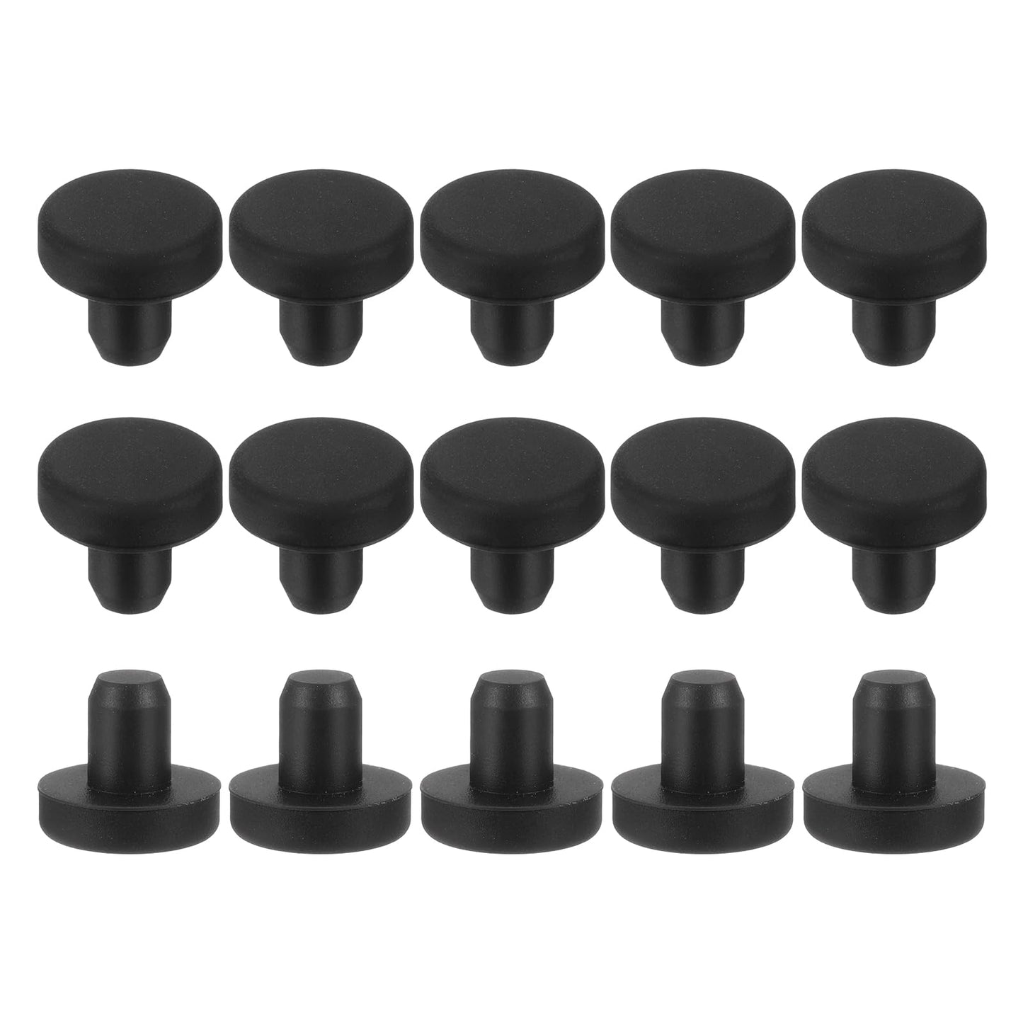 uxcell 15Pcs Silicone Hole Plug, Waterproof Solid T-Shaped Rubber Stoppers Bottle Seal Tube Pipe Plugs End Cap for 5.8mm/0.23" Hole for Bathtub Bottle, 0.31" Plug Height, Black BST326L