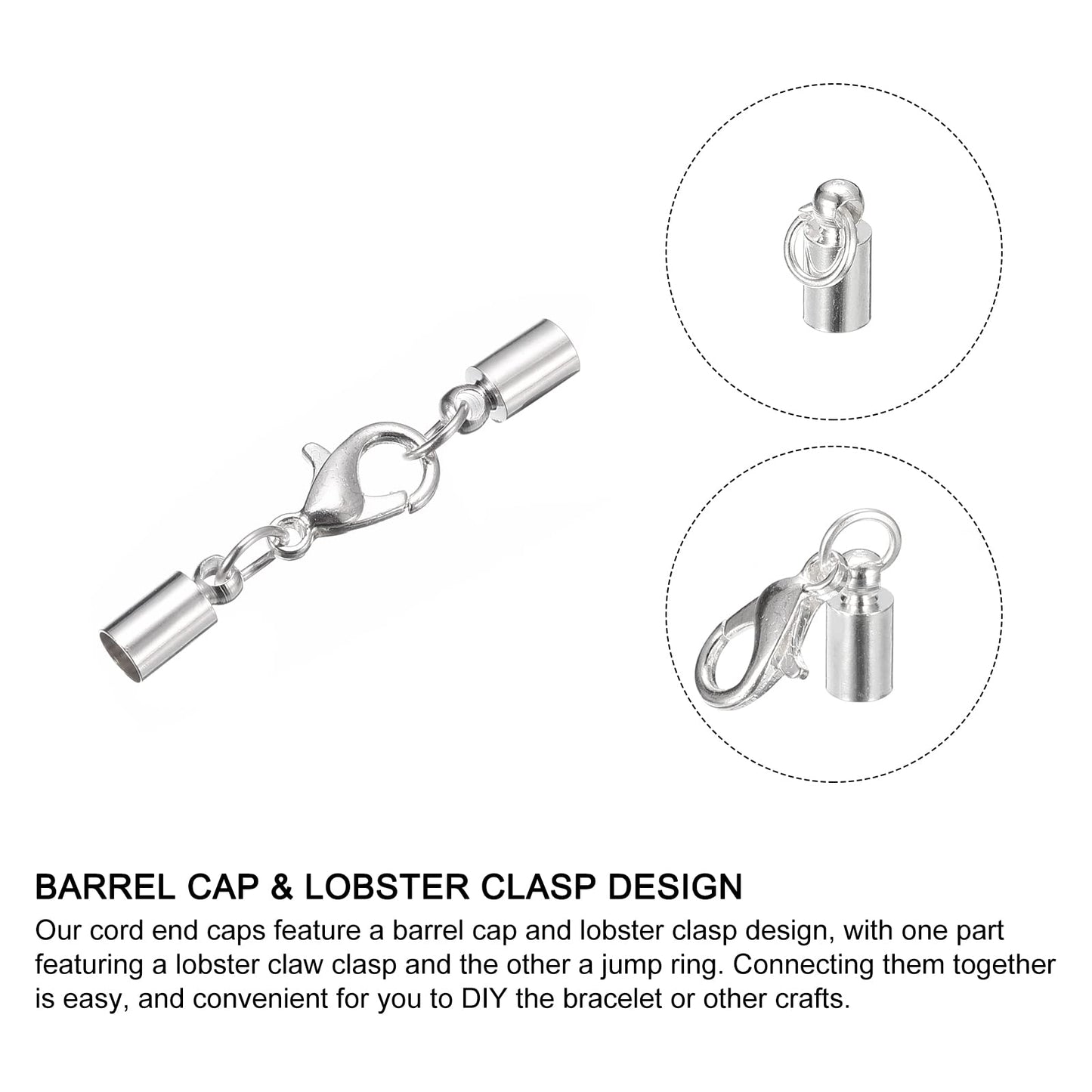 uxcell 20Sets Leather Cord End Caps with Lobster Claw Clasps Fit 4.5mm Cords, Barrel Terminators for DIY Making Leather Bracelets, Bronze Tone BST326L