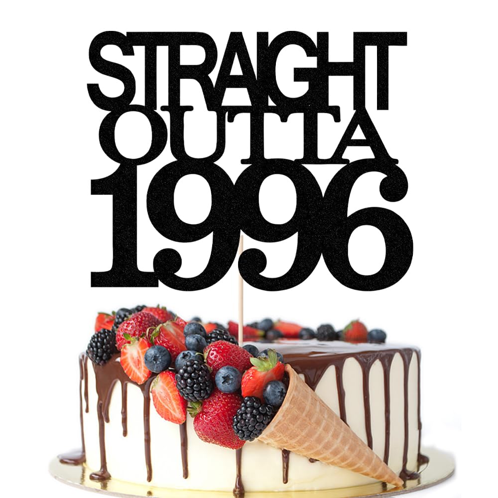Black Glitter Straight Outta 1961 Cake Topper,Hello 65,Funny 65th | Birthday Cake Topper,65 Fabulous,Cheer to 65 Years,Men and Women 65th Birthday/Wedding/Anniversary Party Decorations BST202