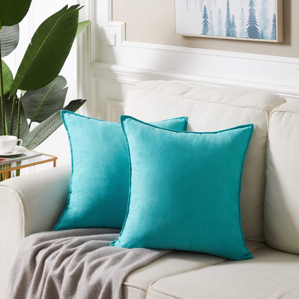 Fancy Homi 4 Packs Olive Green Decorative Throw Pillow Covers 18x18 inch, Super Soft Faux Suede Decor Square Pillow Covers 45x45 cm, Solid Cushion Cover for Couch Living Room Sofa Bedroom BST220