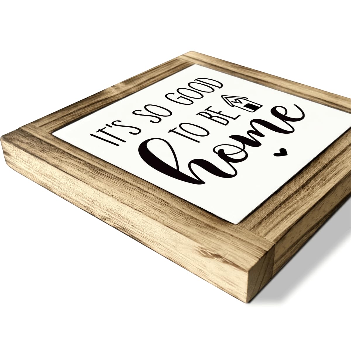 Homes Decor Signs, Decorative Wooden Box Sign, Farmhouse Decors for Living Room, Bedroom, Kitchen, New Home Decor, Shelf Counter Decoration, Home Sweet Home Sign, 5.9×5.9 inches BST220