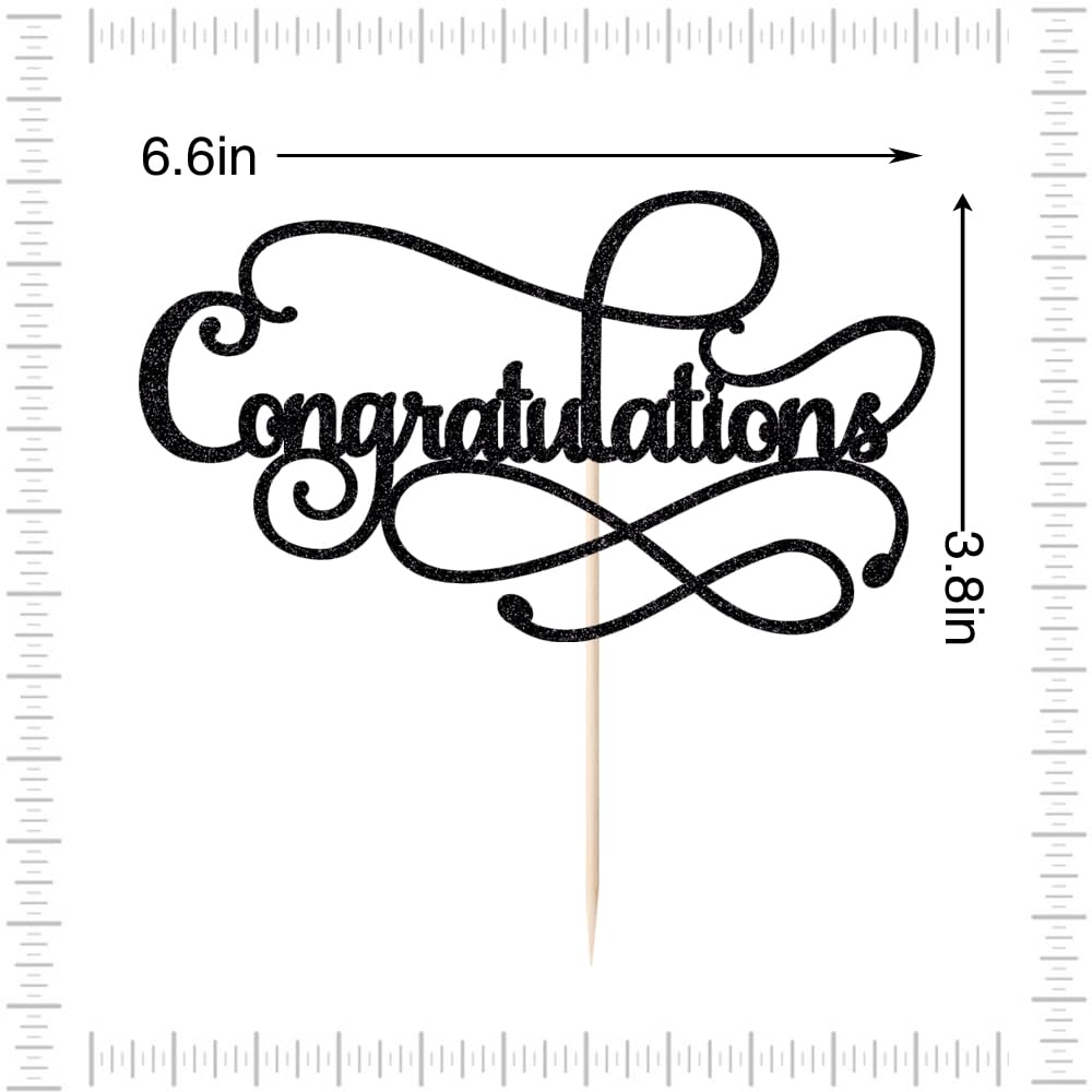 Congratulations Cake Topper,Congratulations 2026 Graduation | Cake Topper,Graduation, Wedding, Retirement, Birthday, Anniversary, Celebration Party Decorations Supplies (Black Gold) BST202