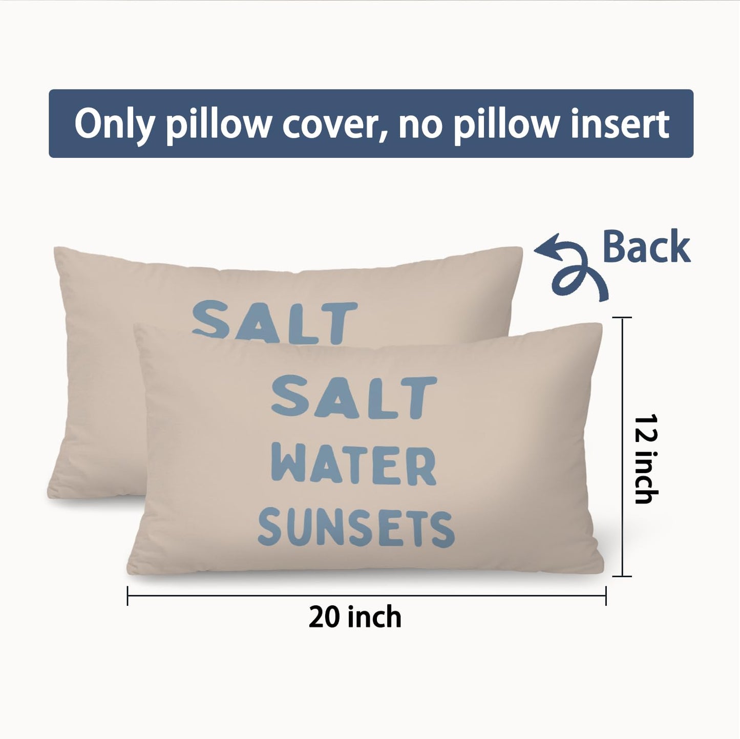 Coastal Beach Girly Room Decor 12x20 Pillow Cover, Preppy Beach Navy Blue Bikini Striped Decorative Lumbar Pillow Covers for Girls Bedroom College Dorm Sofa Couch BST326L