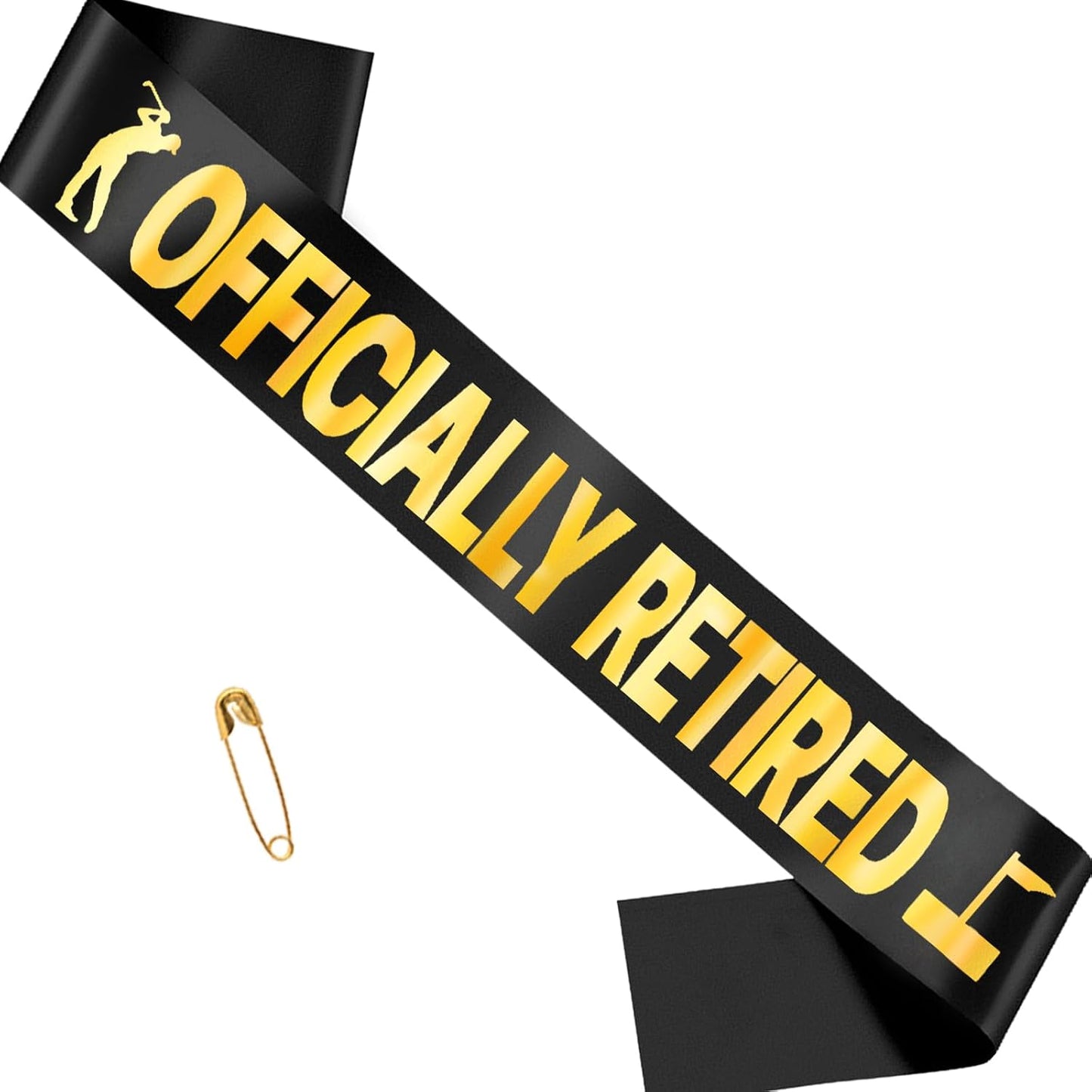Officially Retired Sash - Elegant Black Fabric with Gold Lettering, Retirement Party Accessories for Women, Man, Retiree Celebration, Gift for Coworkers BST220