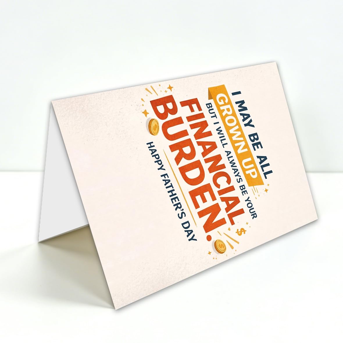 Funny Fathers Day Card for Dad, Fathers Day Gift from Daughter or Son, Blank Inside, with Kraft Envelope and Gold Seal Sticker BST220
