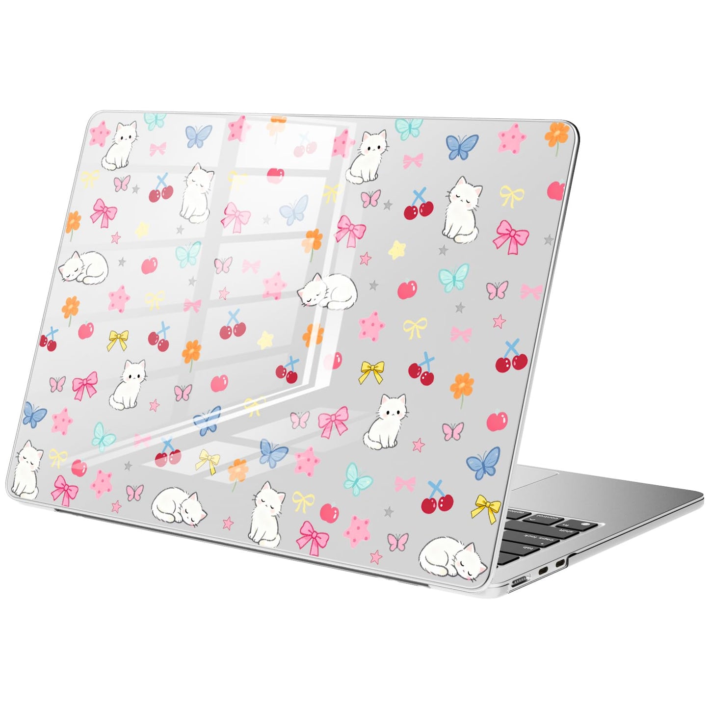 Compatible with MacBook Air 15 inch Case M5 M4 M3 M2 2026-2023 Release A3448 A3241 A3114 A2941, Cute White Polka Dot Protective Hard Shell Clear Black Cover for Mac Air 15.3 inch WN420