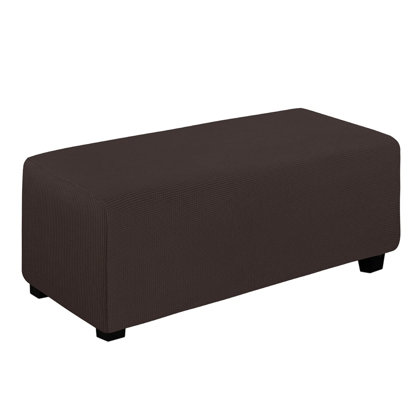 Easy-Going Stretch Square Ottoman Cover 15x15x15inch Dark Blue | Folding Storage Footstool cover Furniture Protector Soft Rectangle slipcover with Elastic Bottom BST202