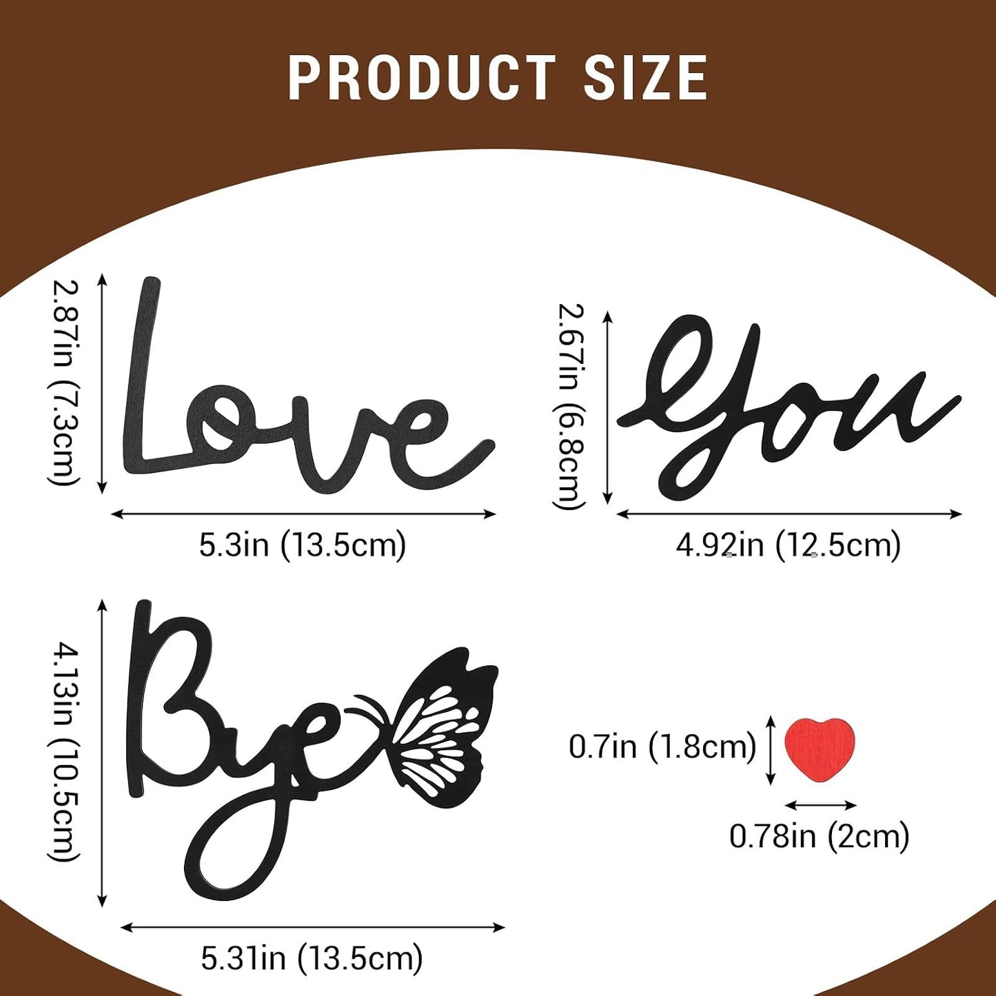 2PCS Love You Bye Sign Above Door, Black Wood Wall Art Decor, Entryway Hallway Living Room and Home Wall Decoration BST220